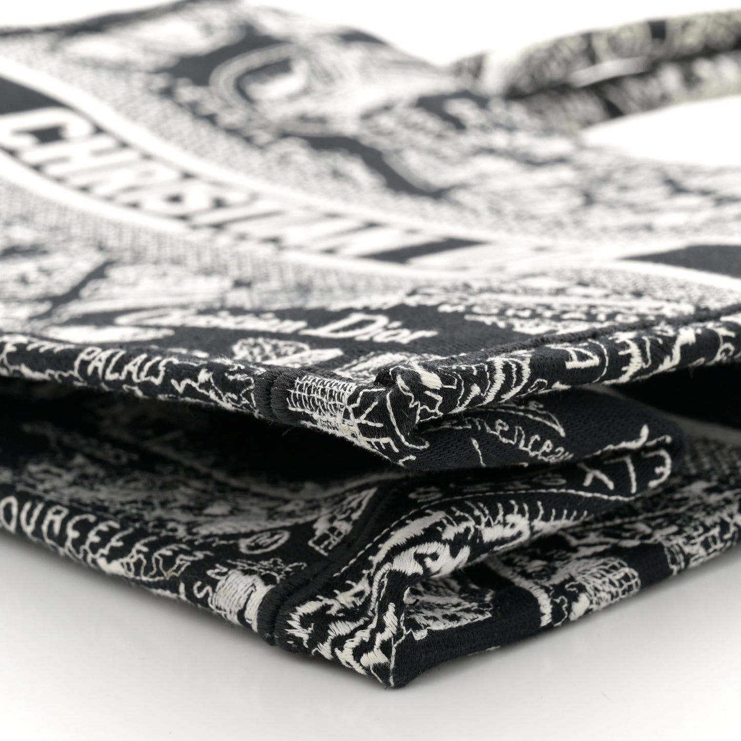 Canvas Embroidered Medium Plan De Paris Book Tote Black White