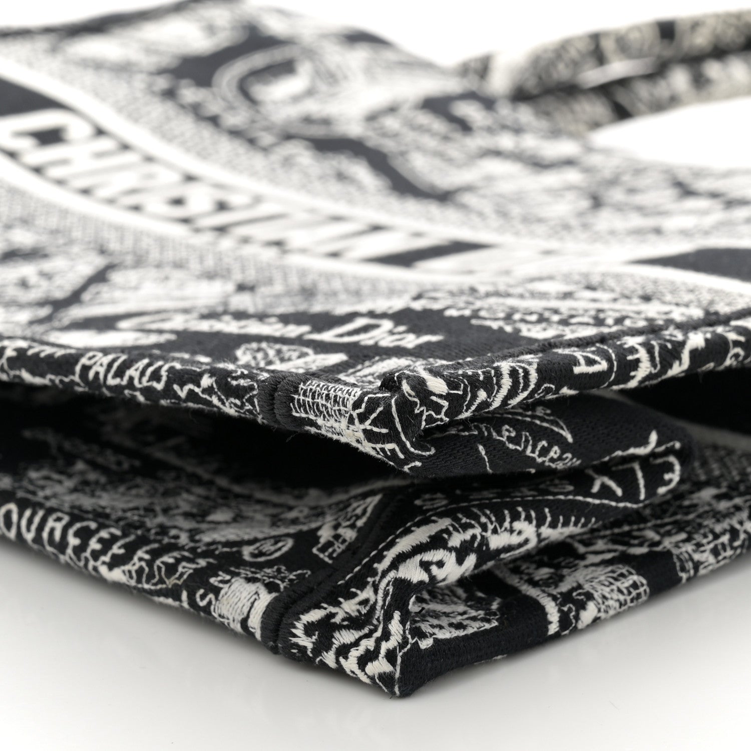 Christian Dior Canvas Embroidered Medium Plan De Paris Book Tote Black White 10 of 10