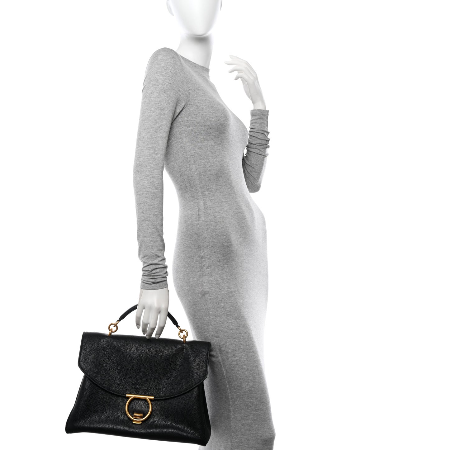 Calfskin Medium Margot Top Handle Satchel Black
