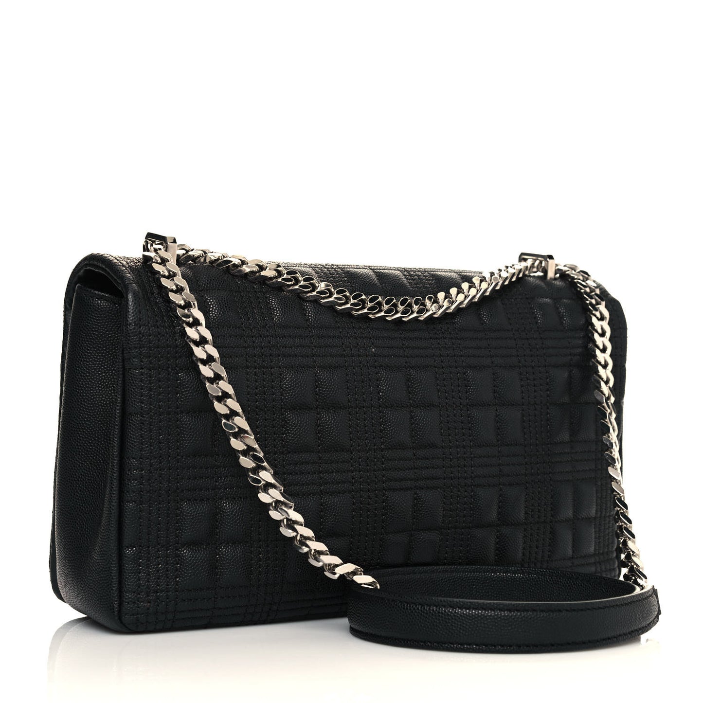 Grainy Calfskin Quilted Medium Lola Bag Black