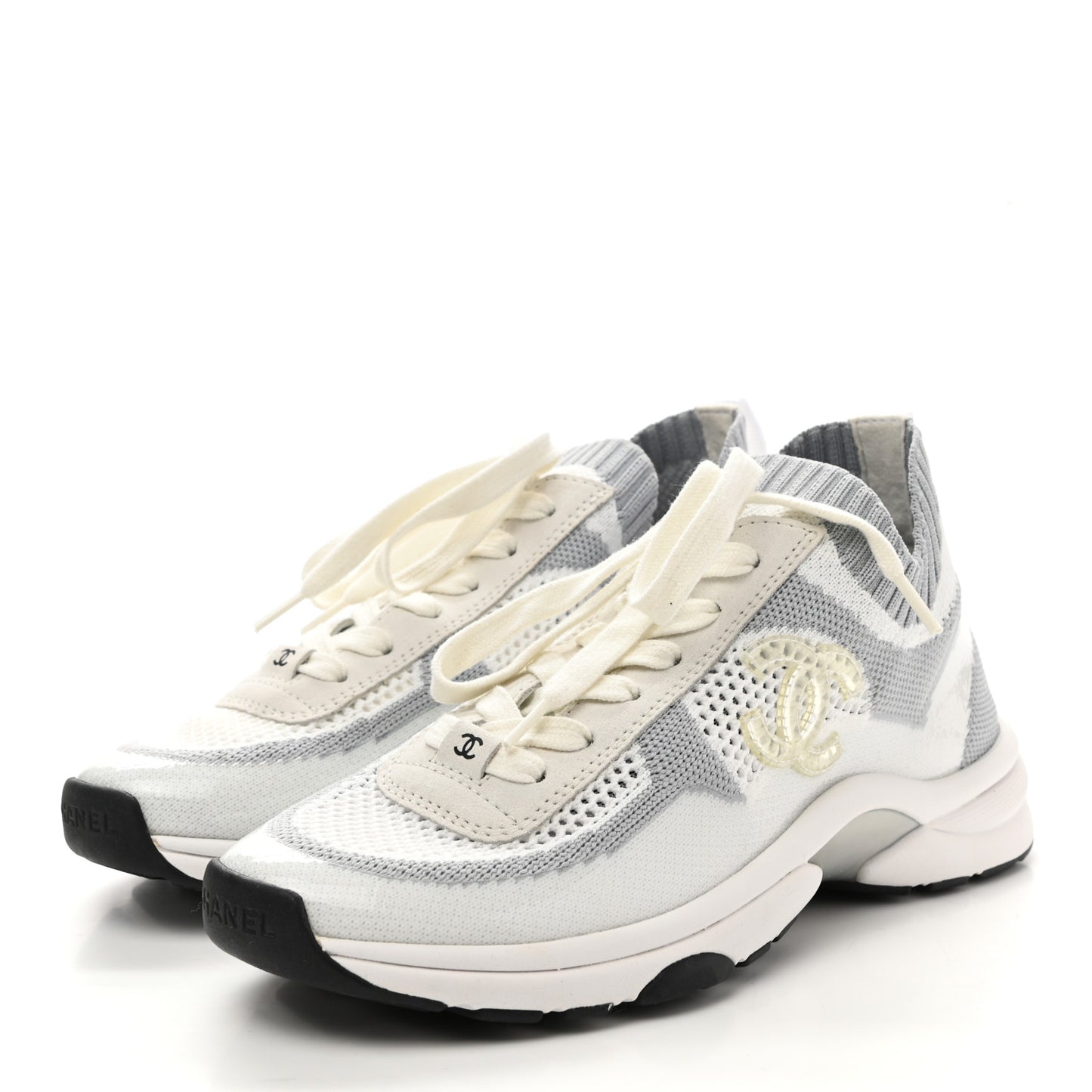 Mesh Fabric Womens CC Sneakers 36.5 White Grey