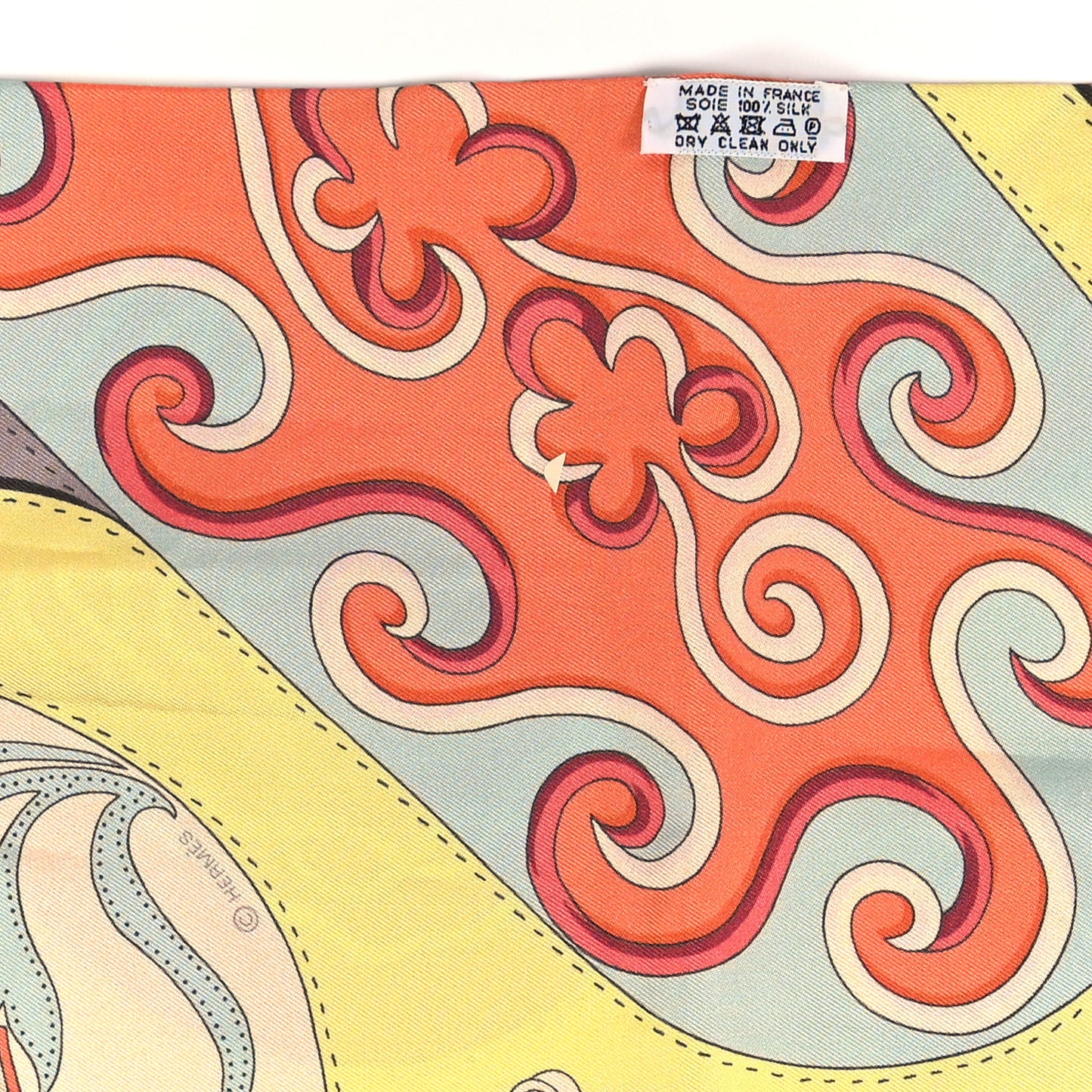 Silk Festival des Amazones Maxi Twilly Gris Jaune Corail