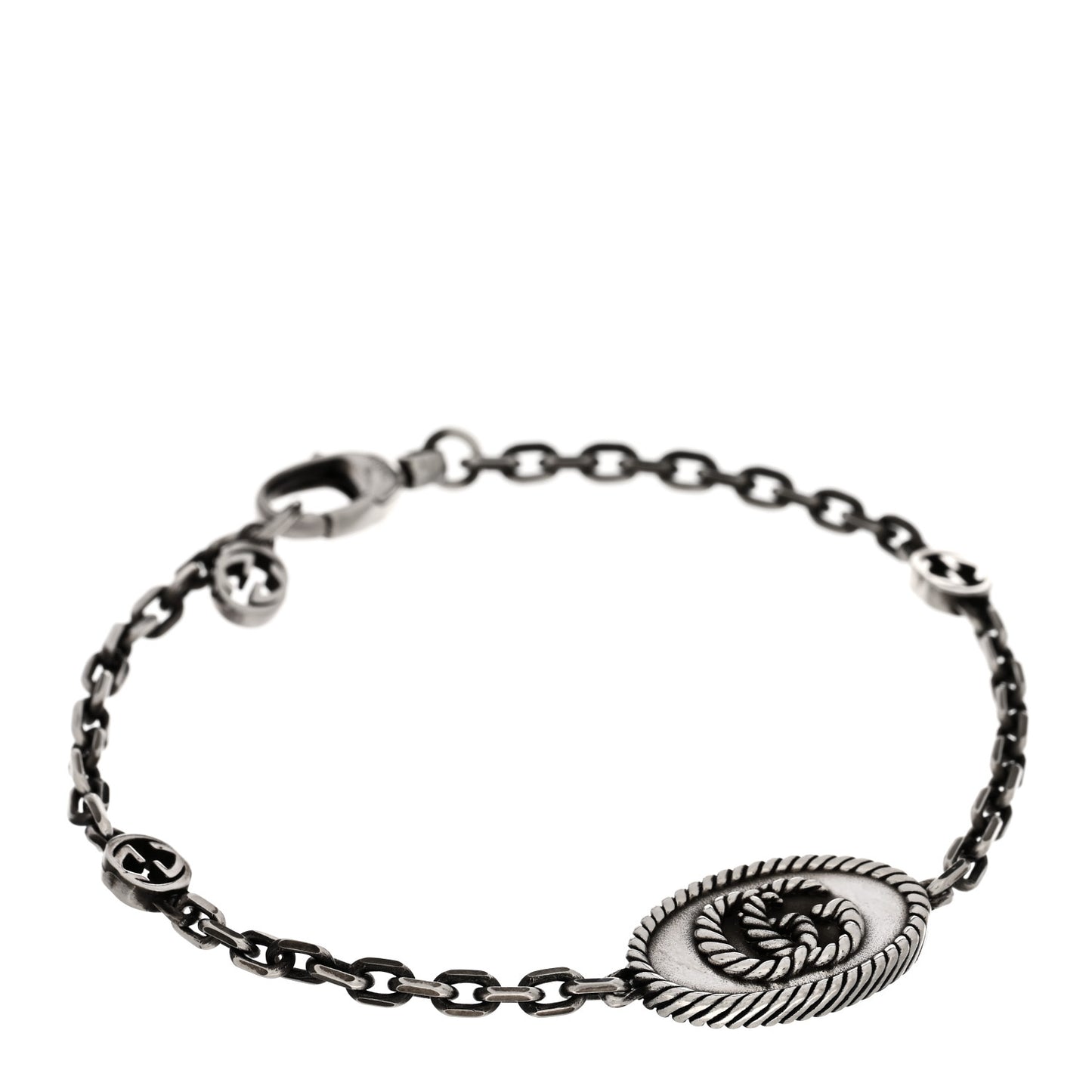Sterling Silver Torchon Double G Bracelet