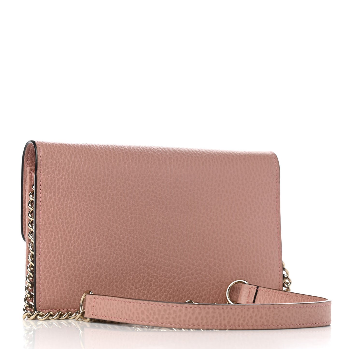 Dollar Calfskin Interlocking G Chain Wallet Soft Pink