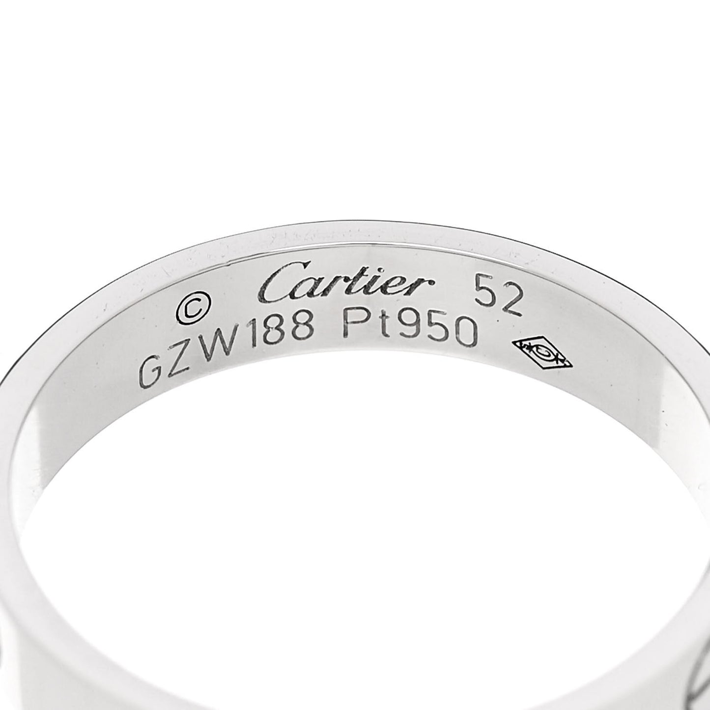 Platinum 3.5mm LOVE Wedding Band Ring 52 6