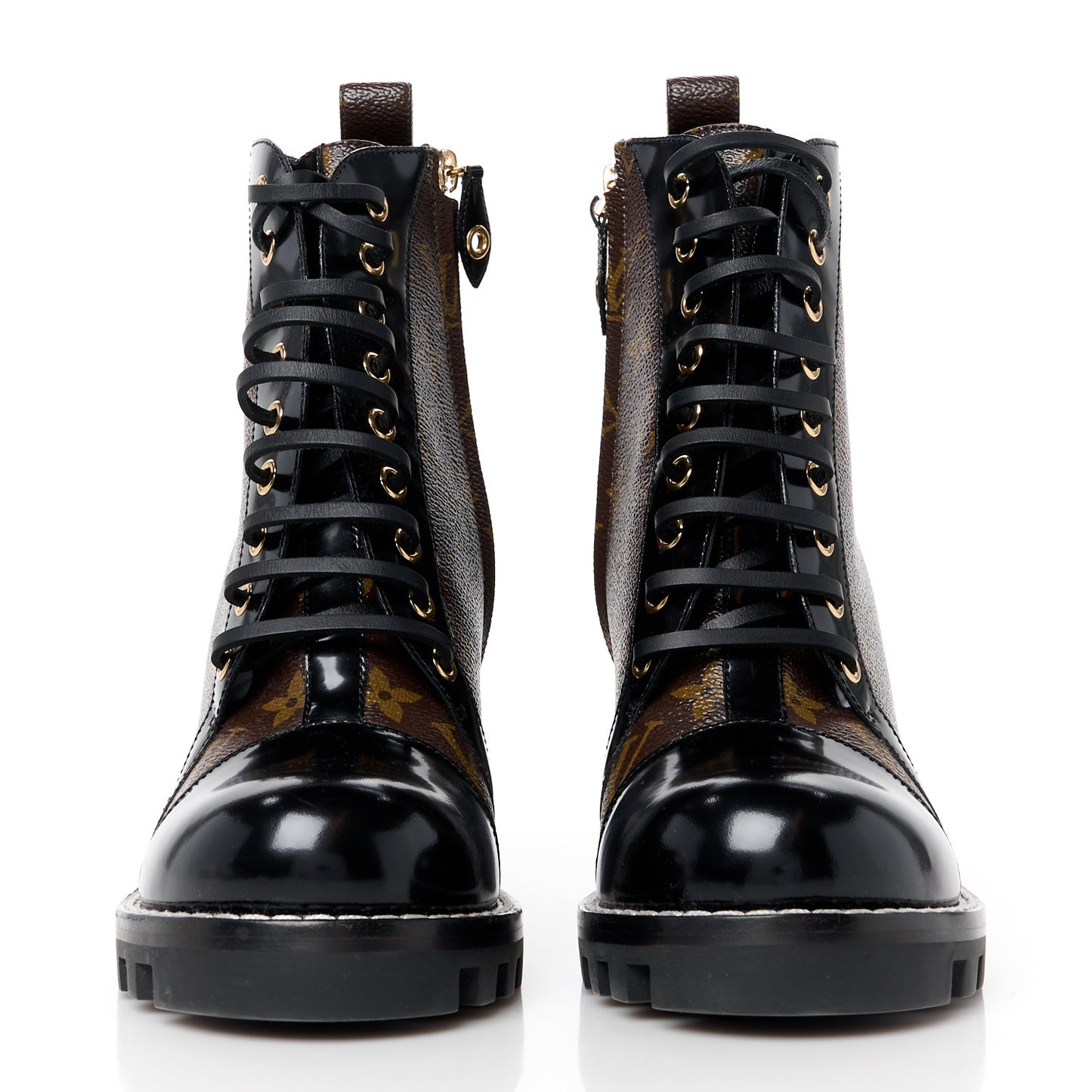 Patent Calfskin Monogram Star Trail Ankle Boots 40 Black