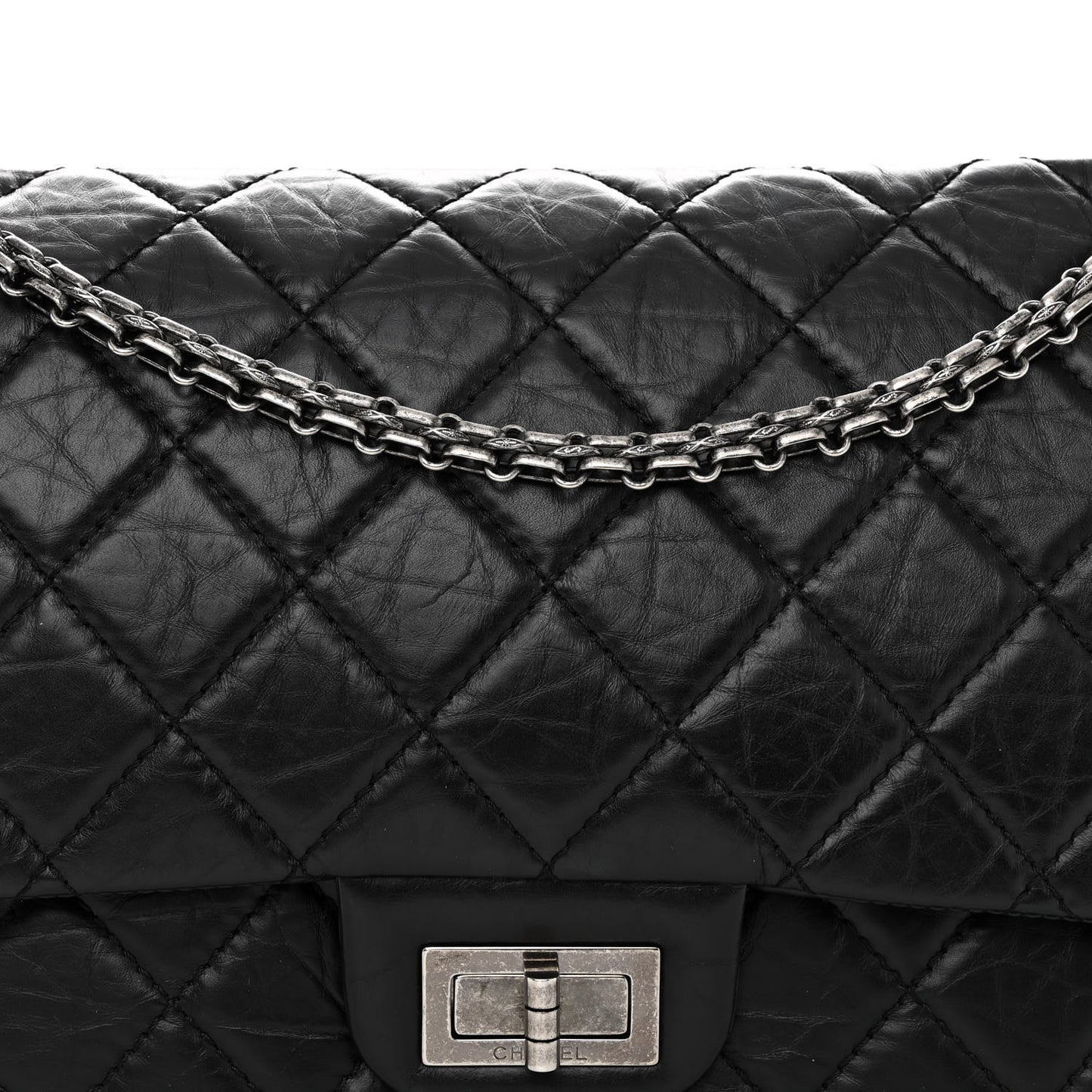 Aged Calfskin Quilted 2.55 Reissue 227 Flap Black