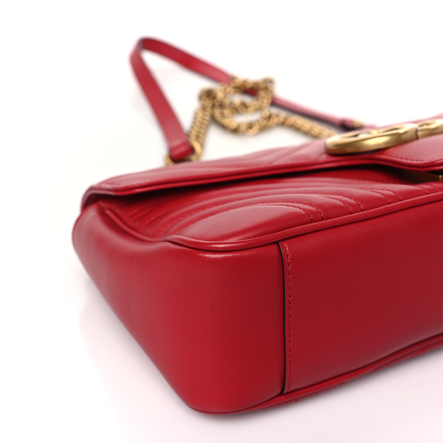 Gucci Calfskin Matelasse Small GG Marmont Shoulder Bag Hibiscus Red 8 of 9