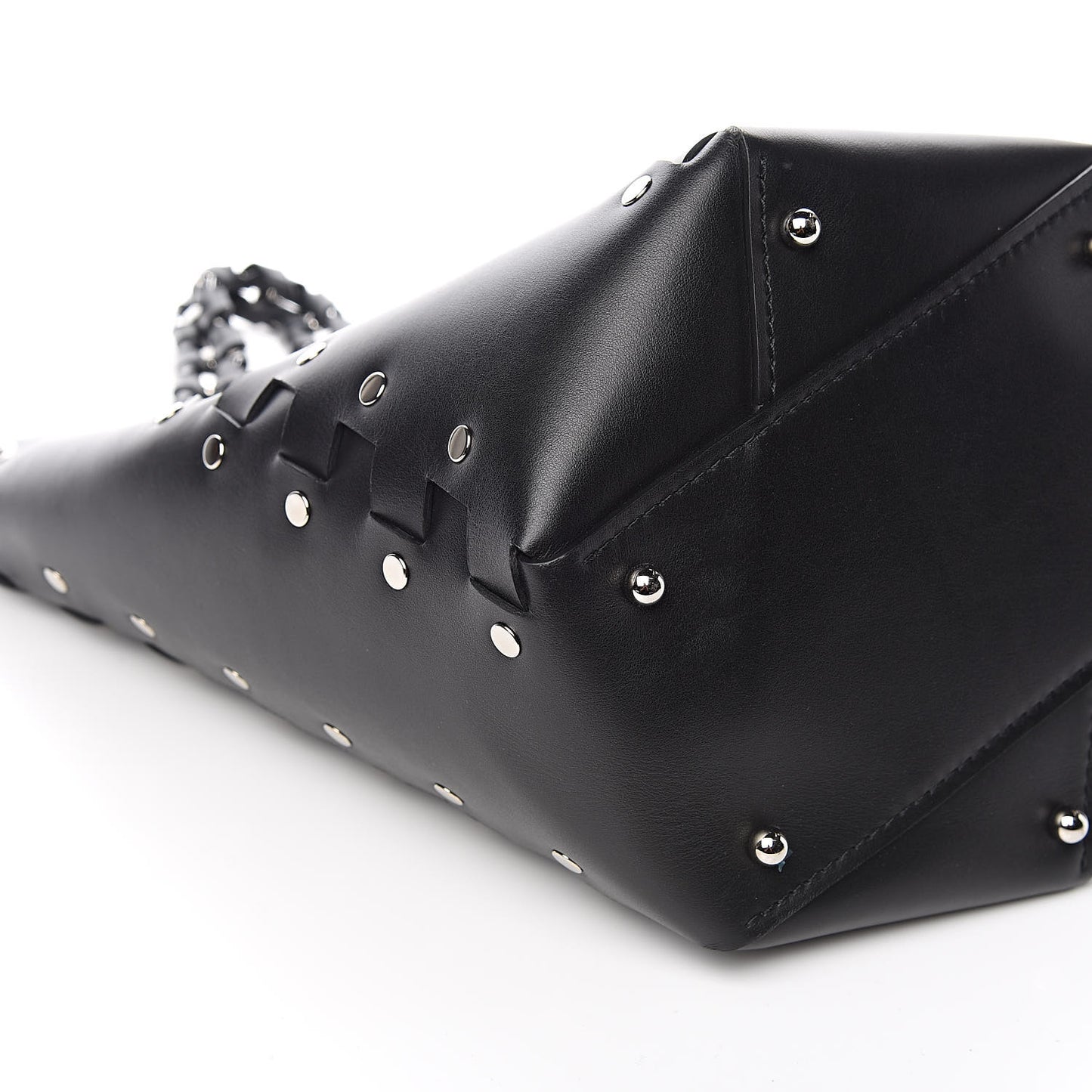 Calfskin Medium Studded Hex Bucket Black