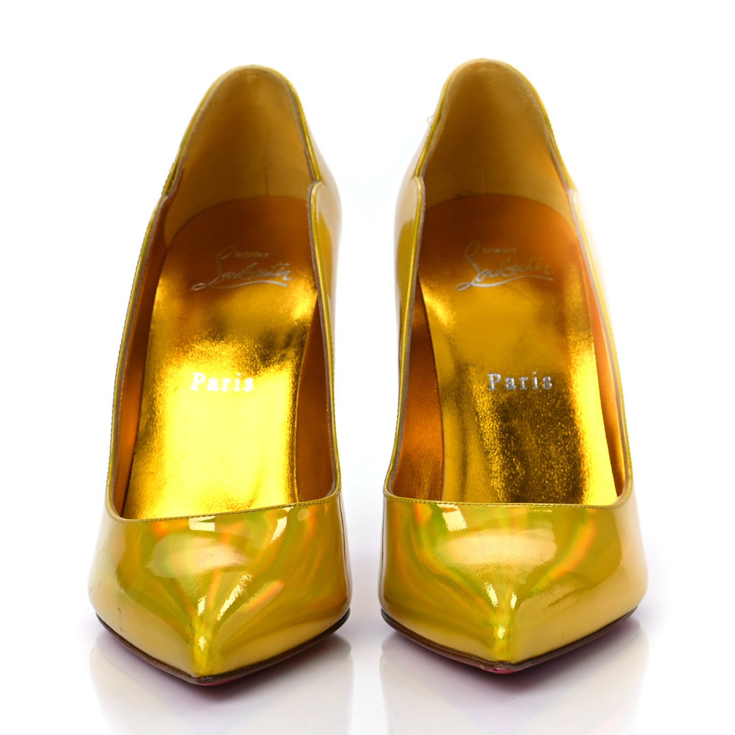 Metallic Patent Hot Chick 100 Pumps 38 Yellow