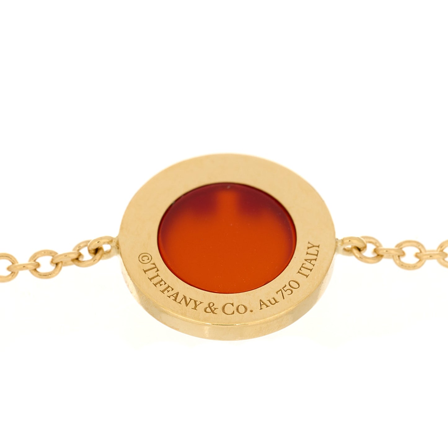 18K Yellow Gold Diamond Carnelian T Circle Bracelet