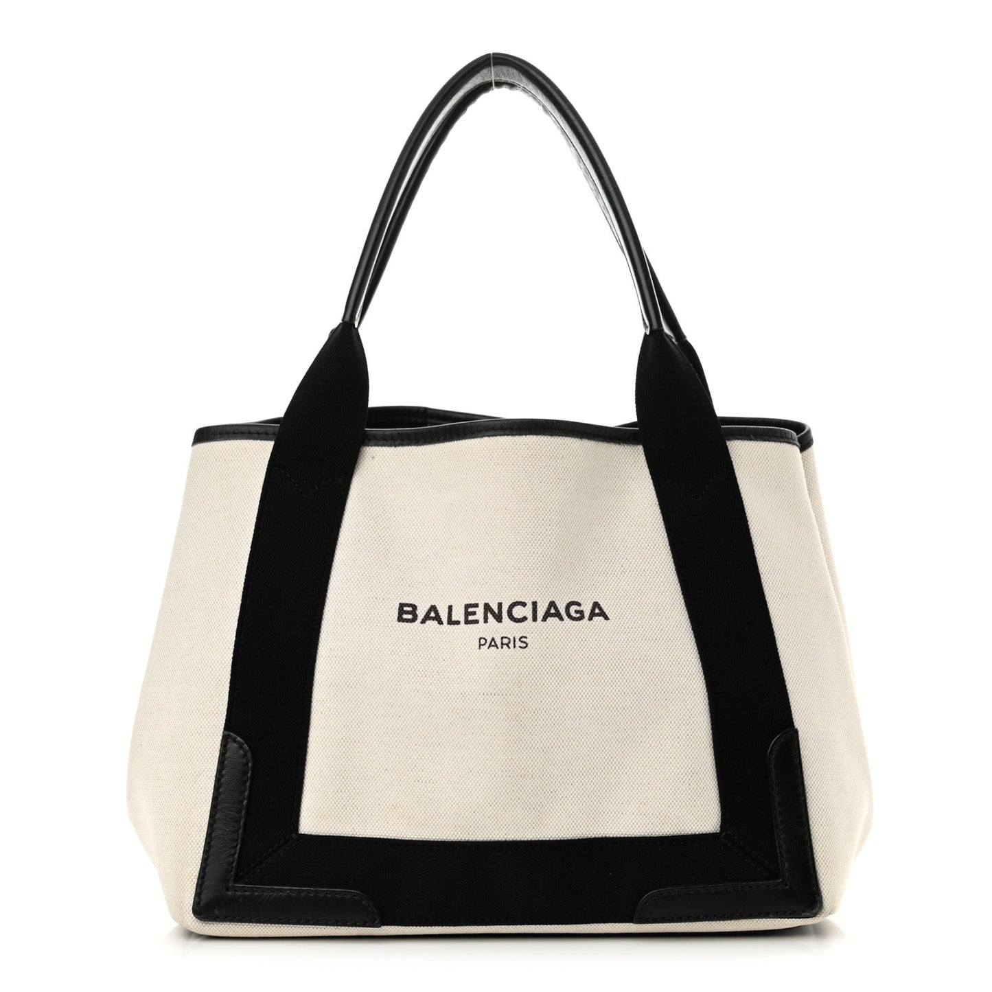 Cotton Canvas Satin Calfskin S Navy Cabas Natural Black