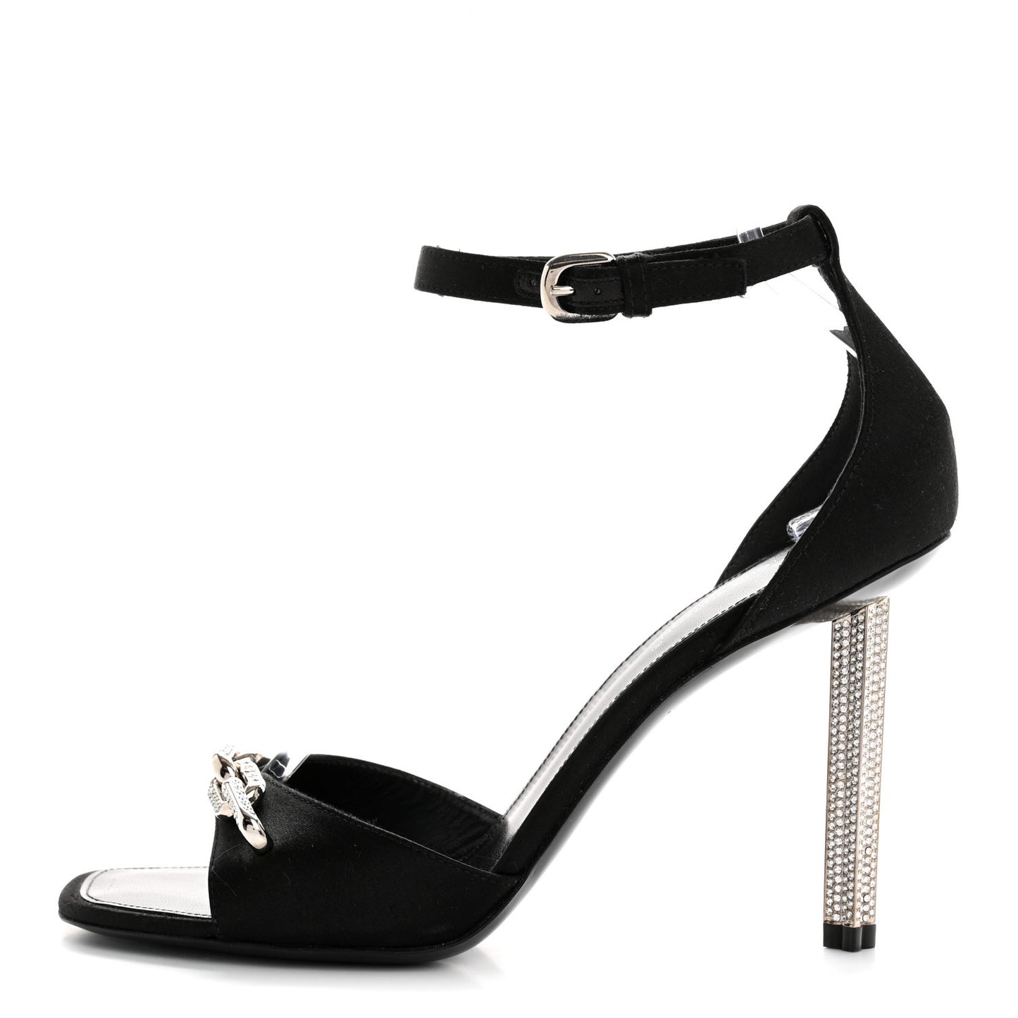Satin Crystal Diva Sandal 38 Black