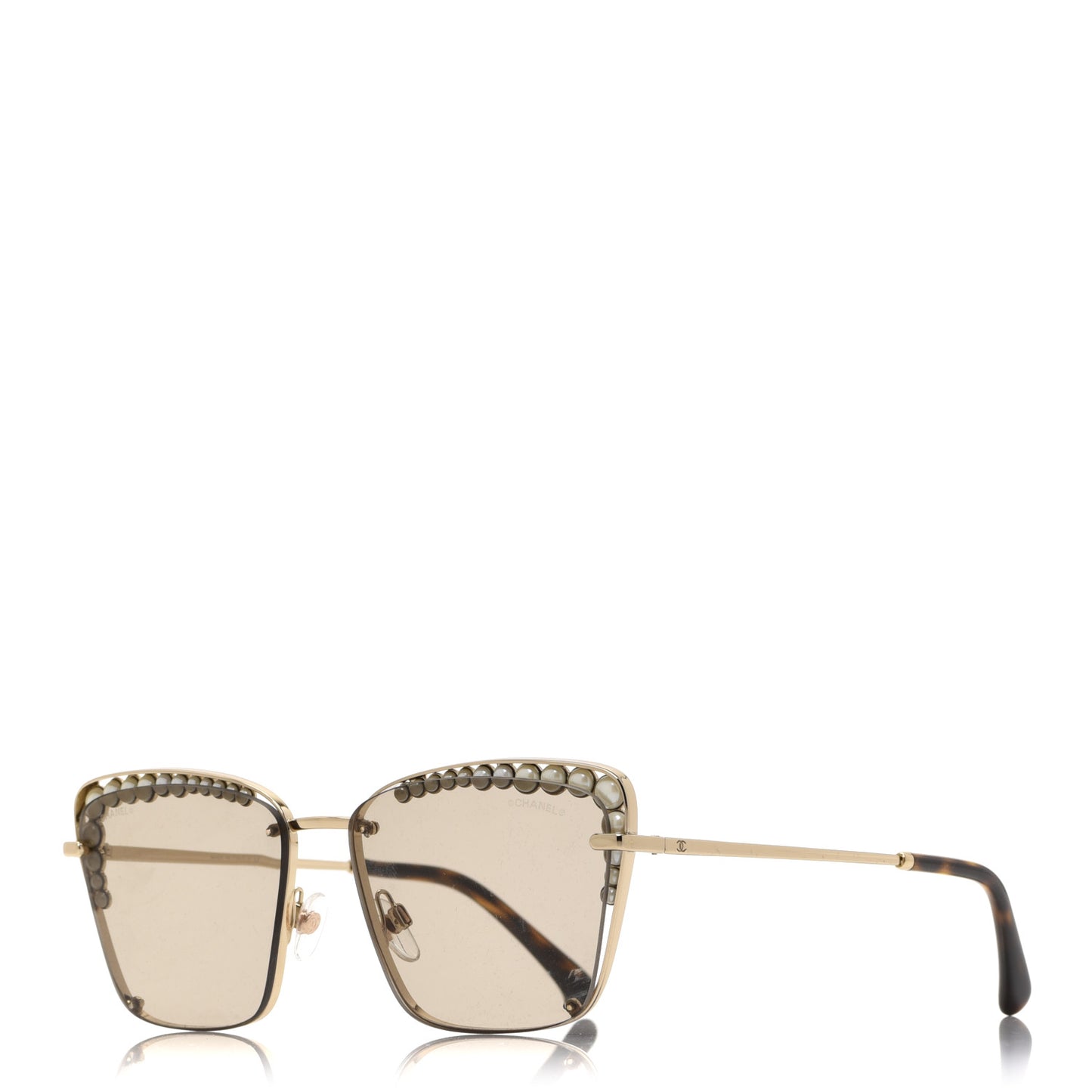 Metal Square Frame Pearl Sunglasses 4235-H Tortoise