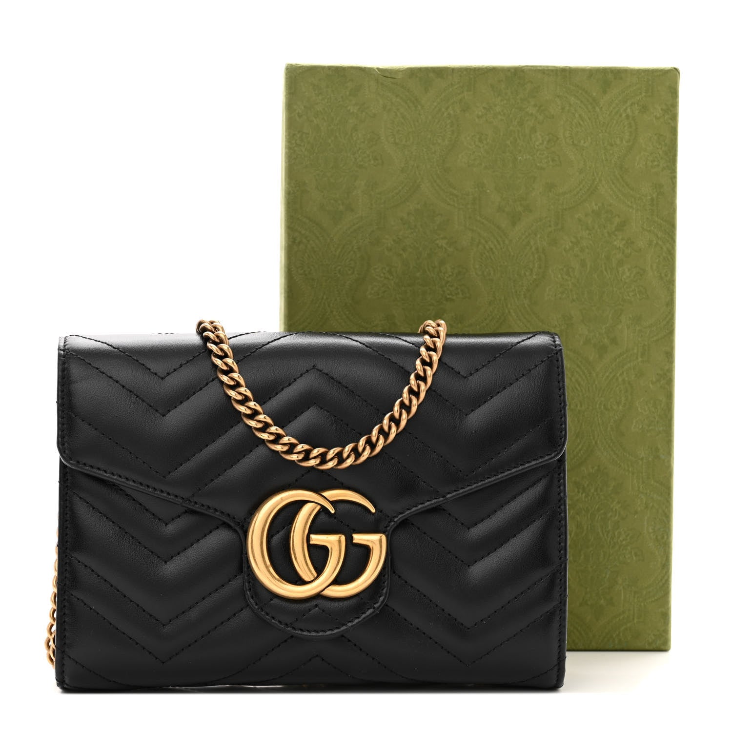 Gucci Calfskin Matelasse GG Marmont Chain Wallet Black 17 of 17