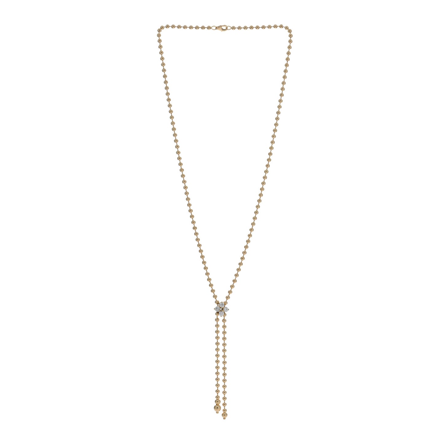 18K Yellow Gold Diamond Love in Verona Flower Zipper Necklace