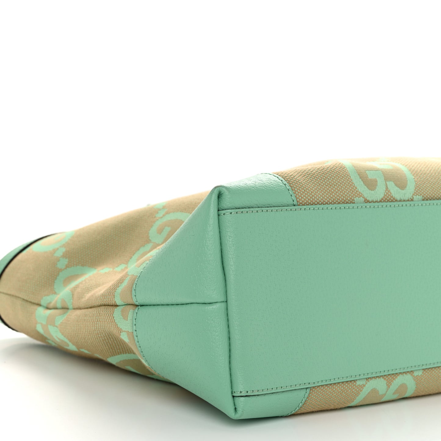 Monogram Jumbo GG Textured Dollar Calfskin Medium Ophidia Shopping Tote Beige Pepperlight Mint
