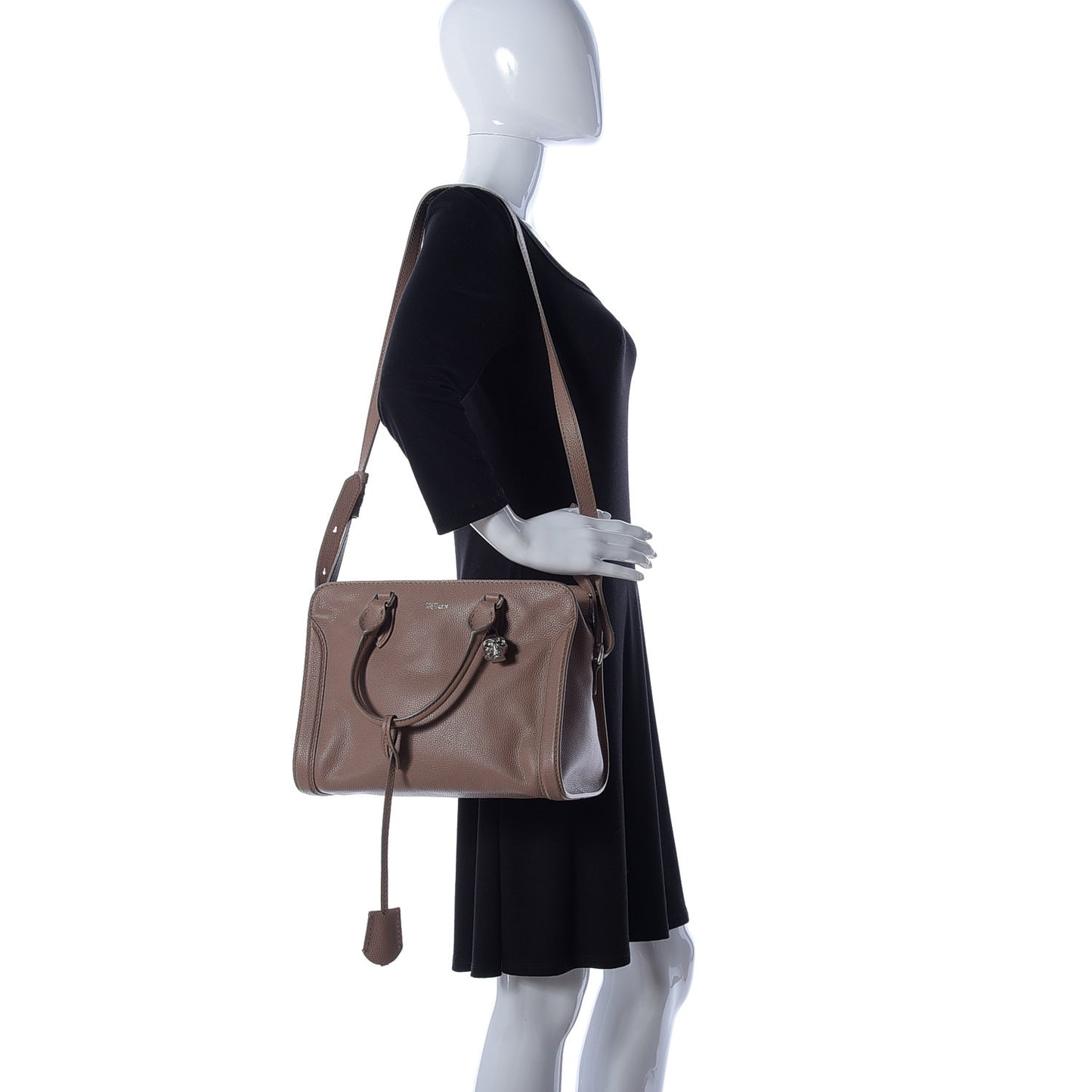 Pebbled Calfskin Small Skull Padlock Zip Around Tote Coco