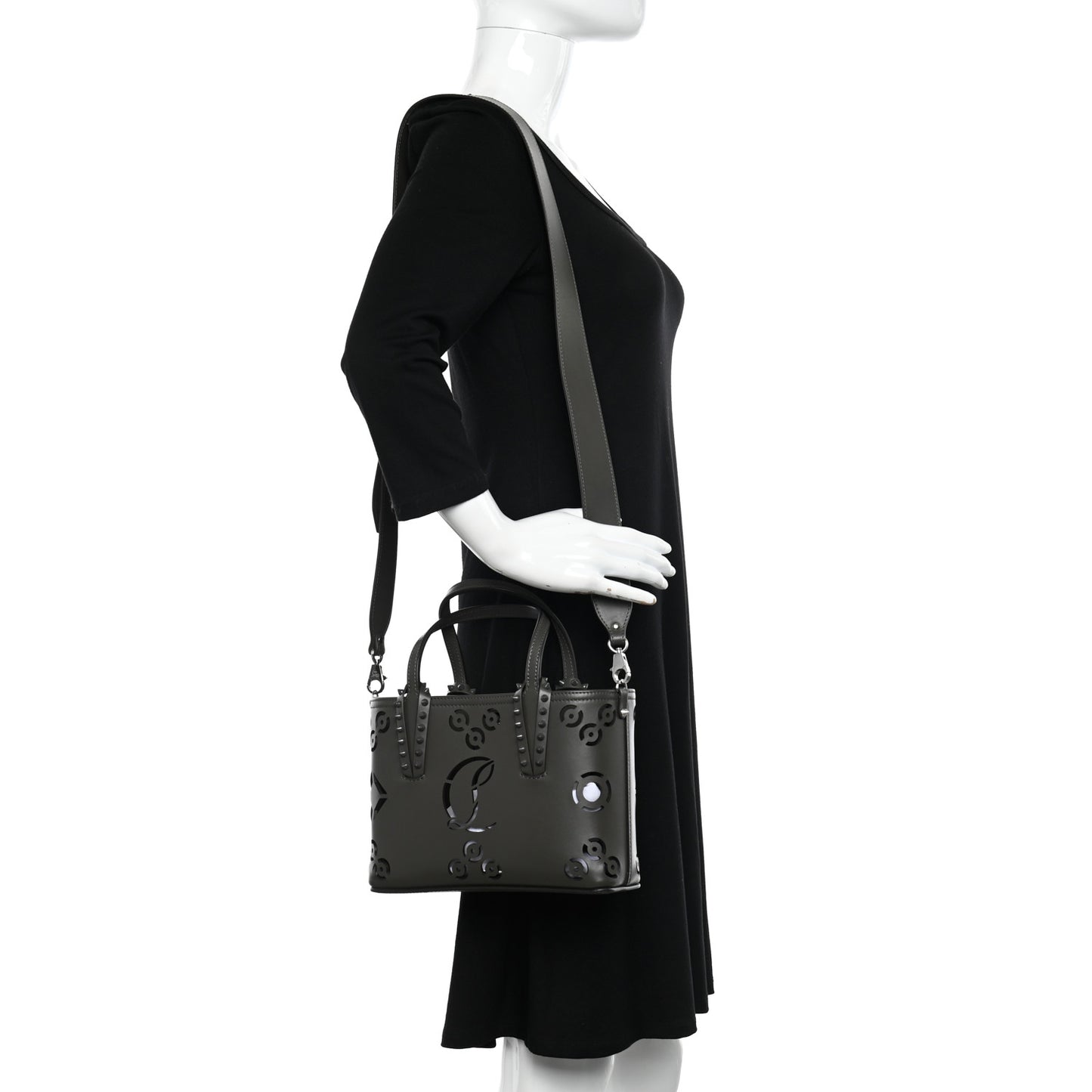 Perforated Mini East West Cabata Tote Black