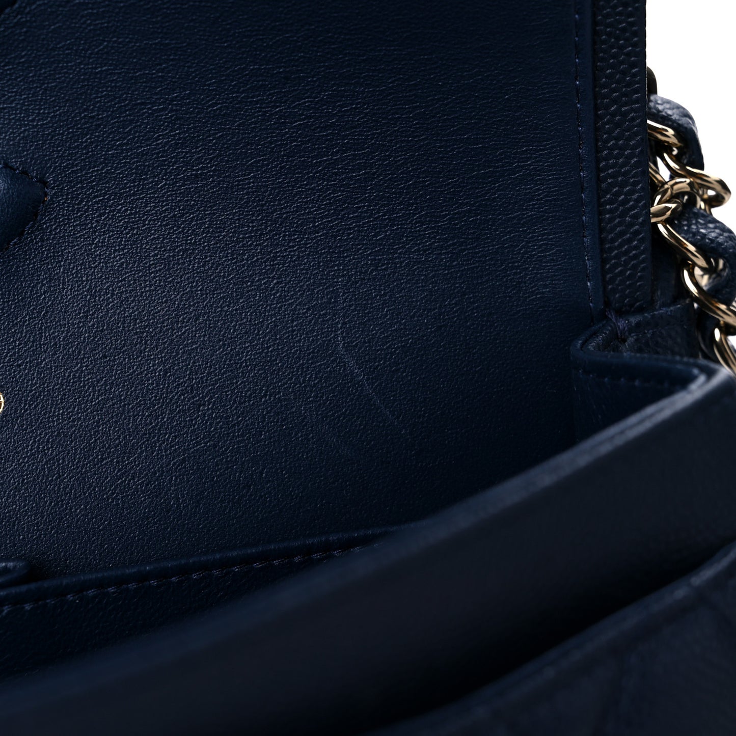 Caviar Quilted Small Double Flap Navy