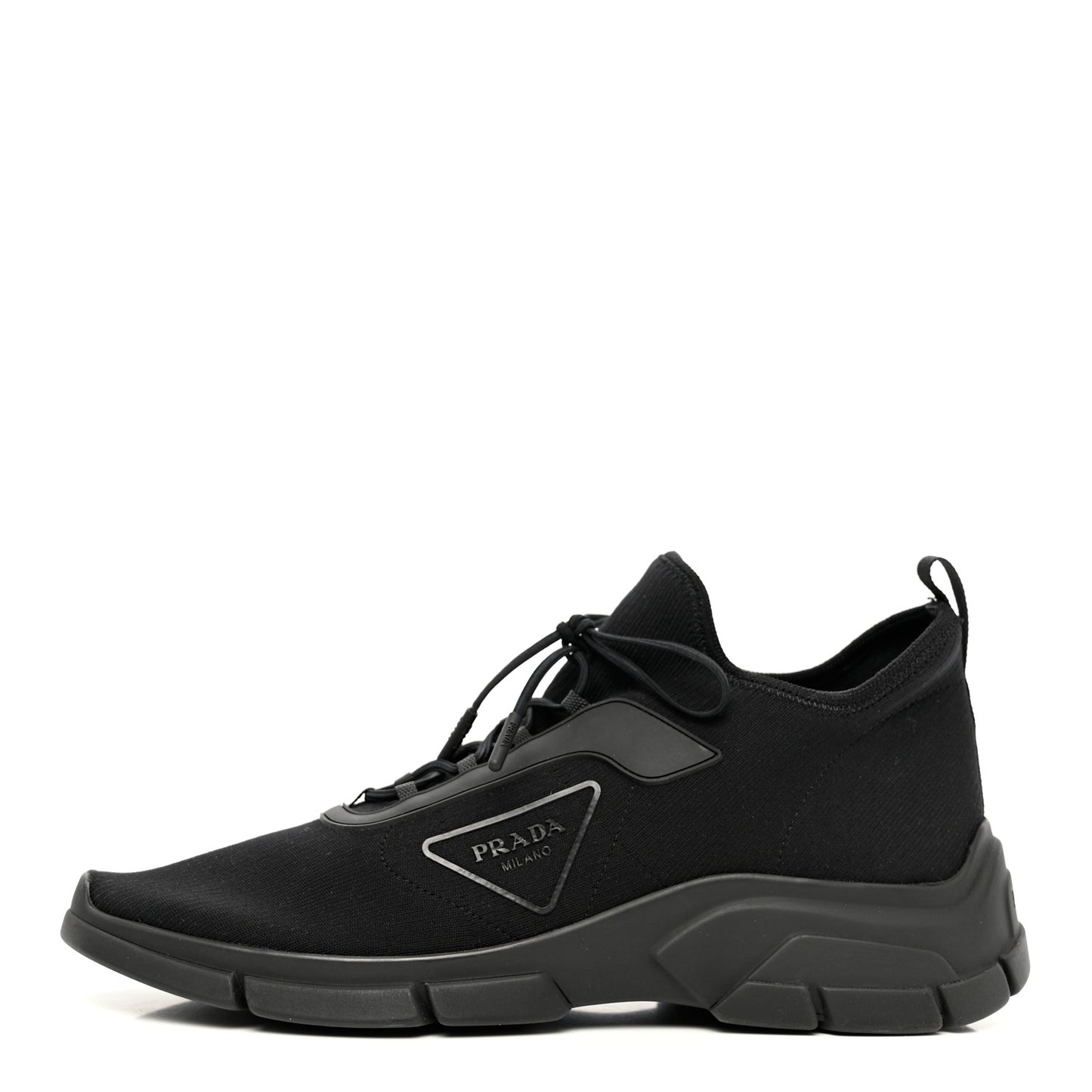 Knit Fabric Logo Mens Running Sneakers 8 Black