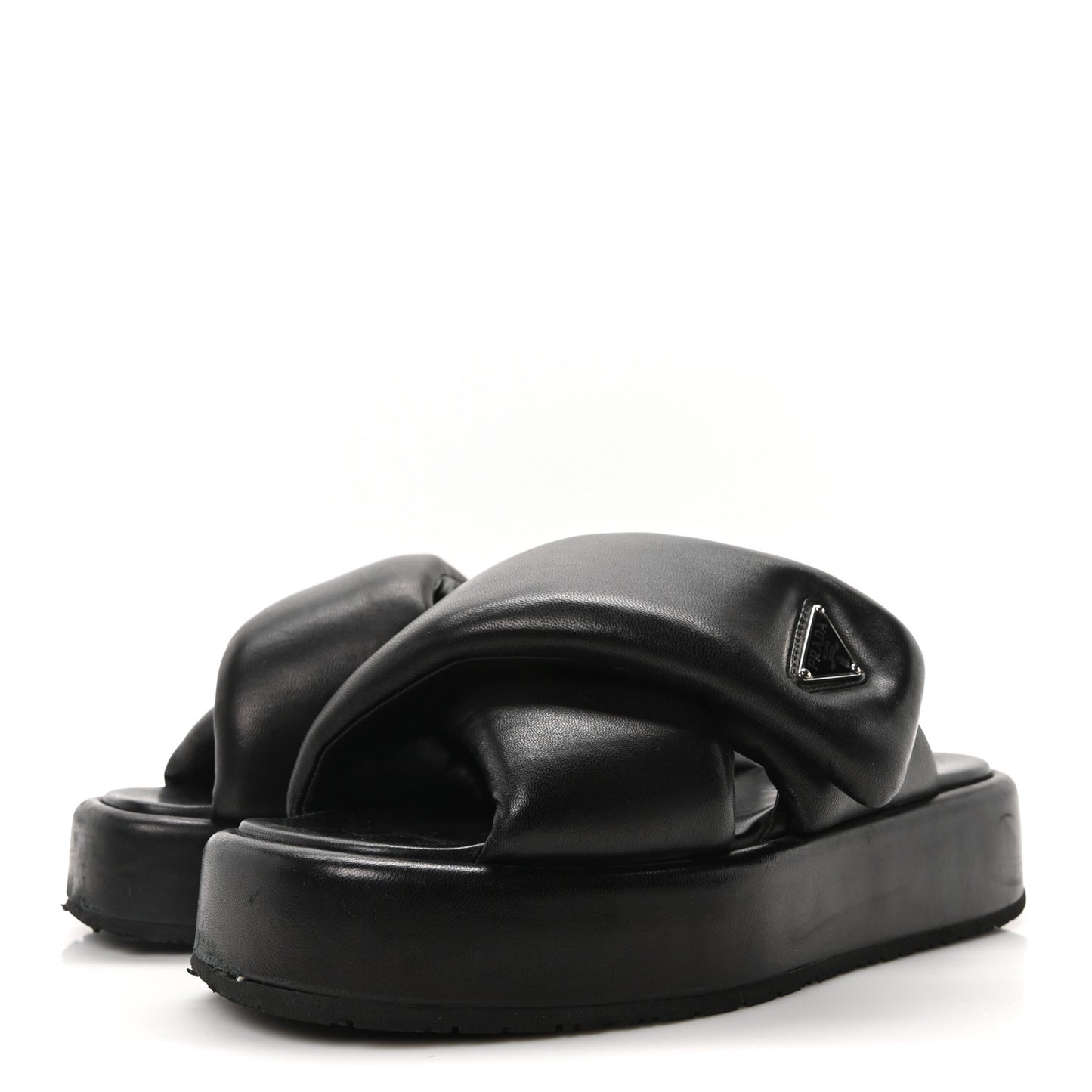 Nappa Padded Platform Slingback Sandals 39.5 Black