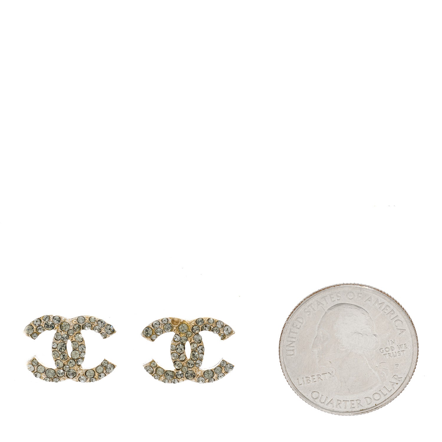 Chanel Crystal CC Earrings Light Gold 2 of 5