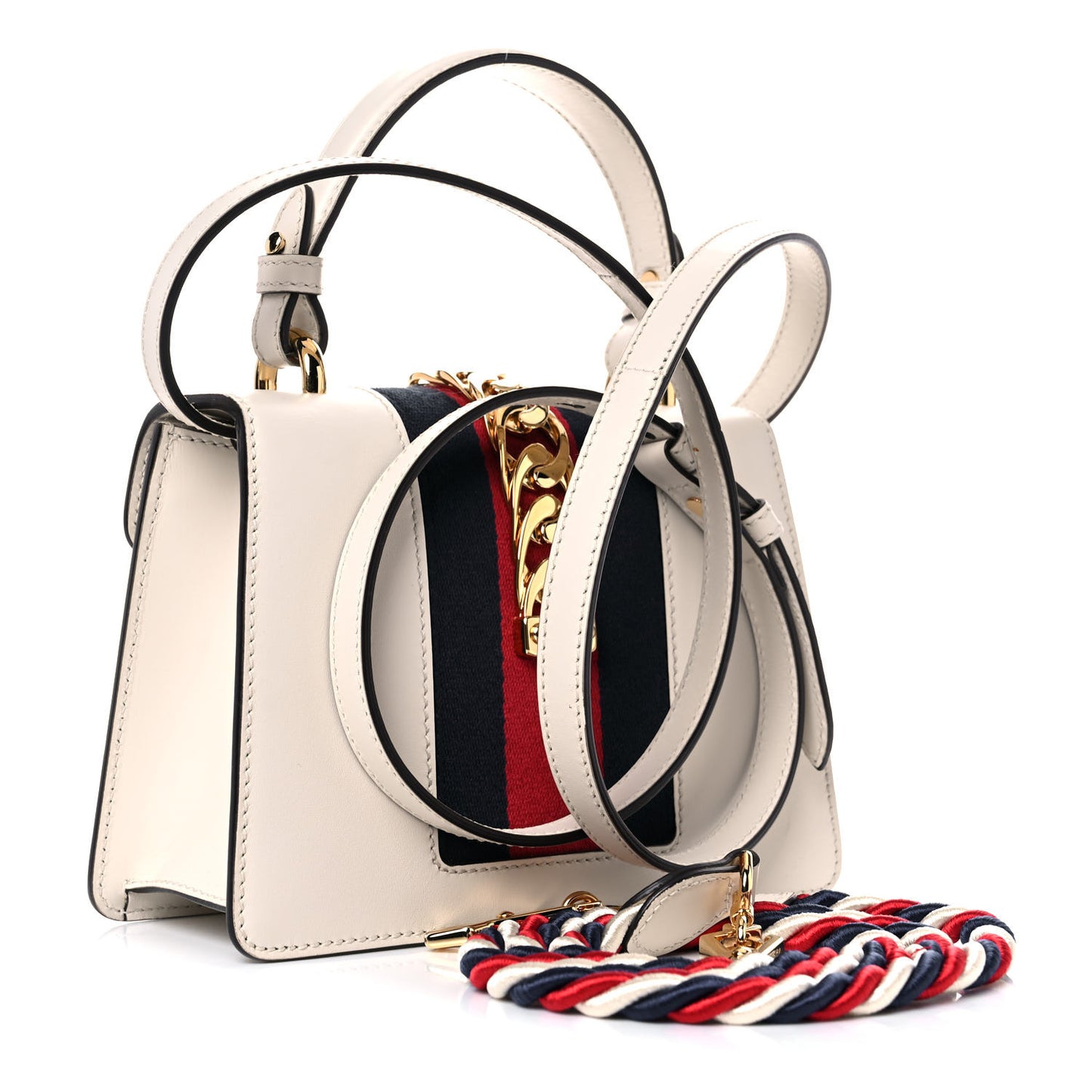 Calfskin Mini Sylvie Top Handle Bag White