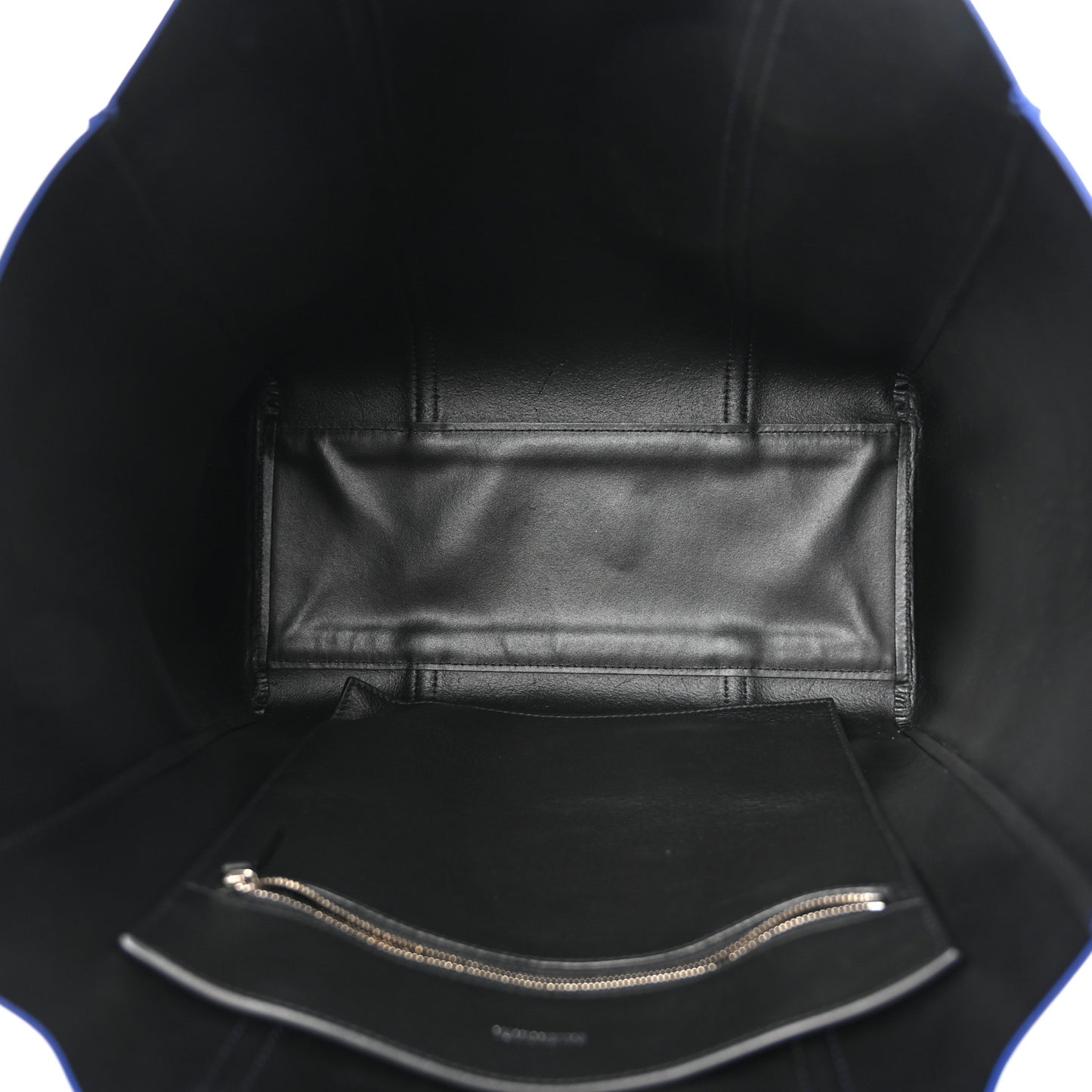 Smooth Calfskin Logo Double Sided Small Everyday Tote Bleu Prim Black