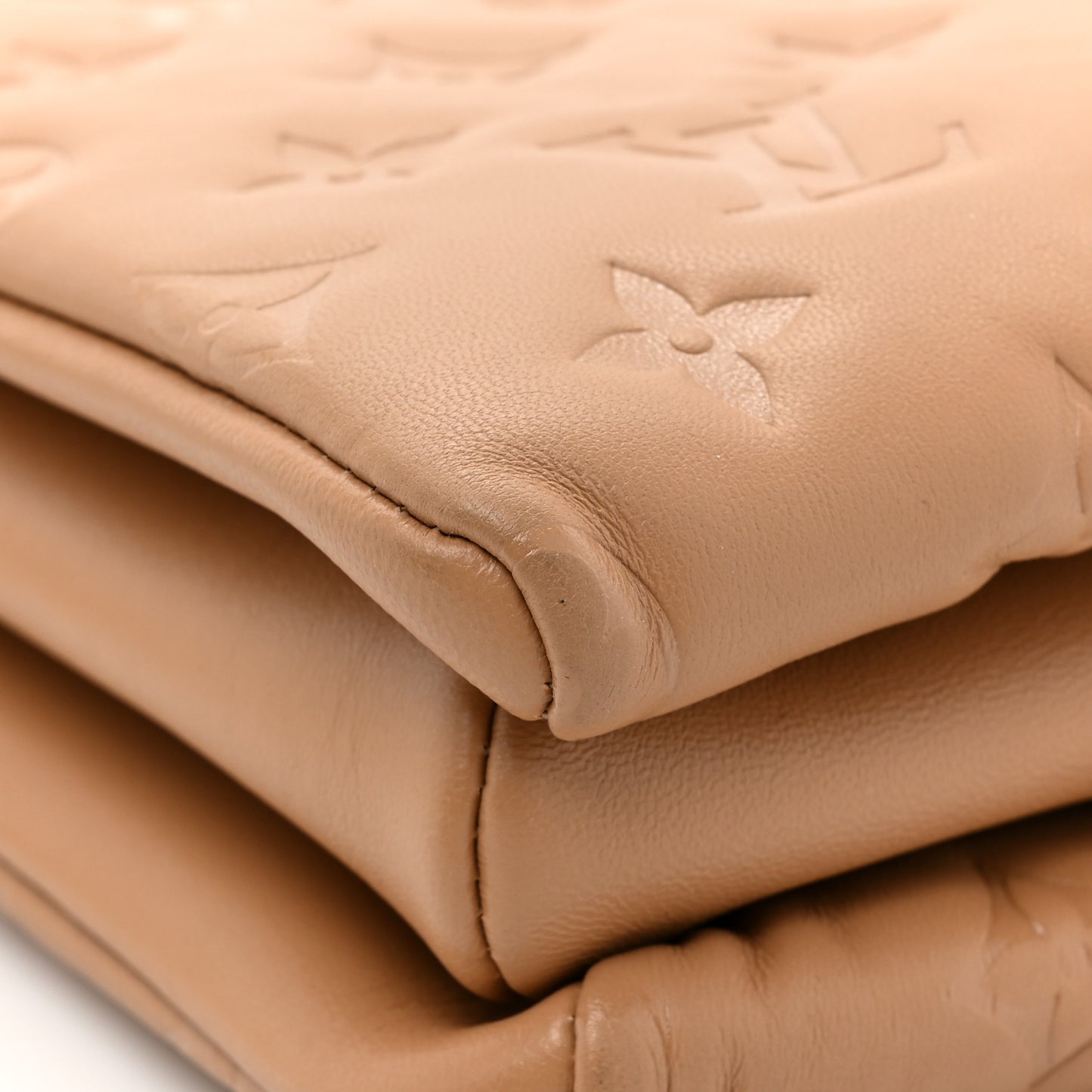 Lambskin Embossed Monogram Coussin PM Camel