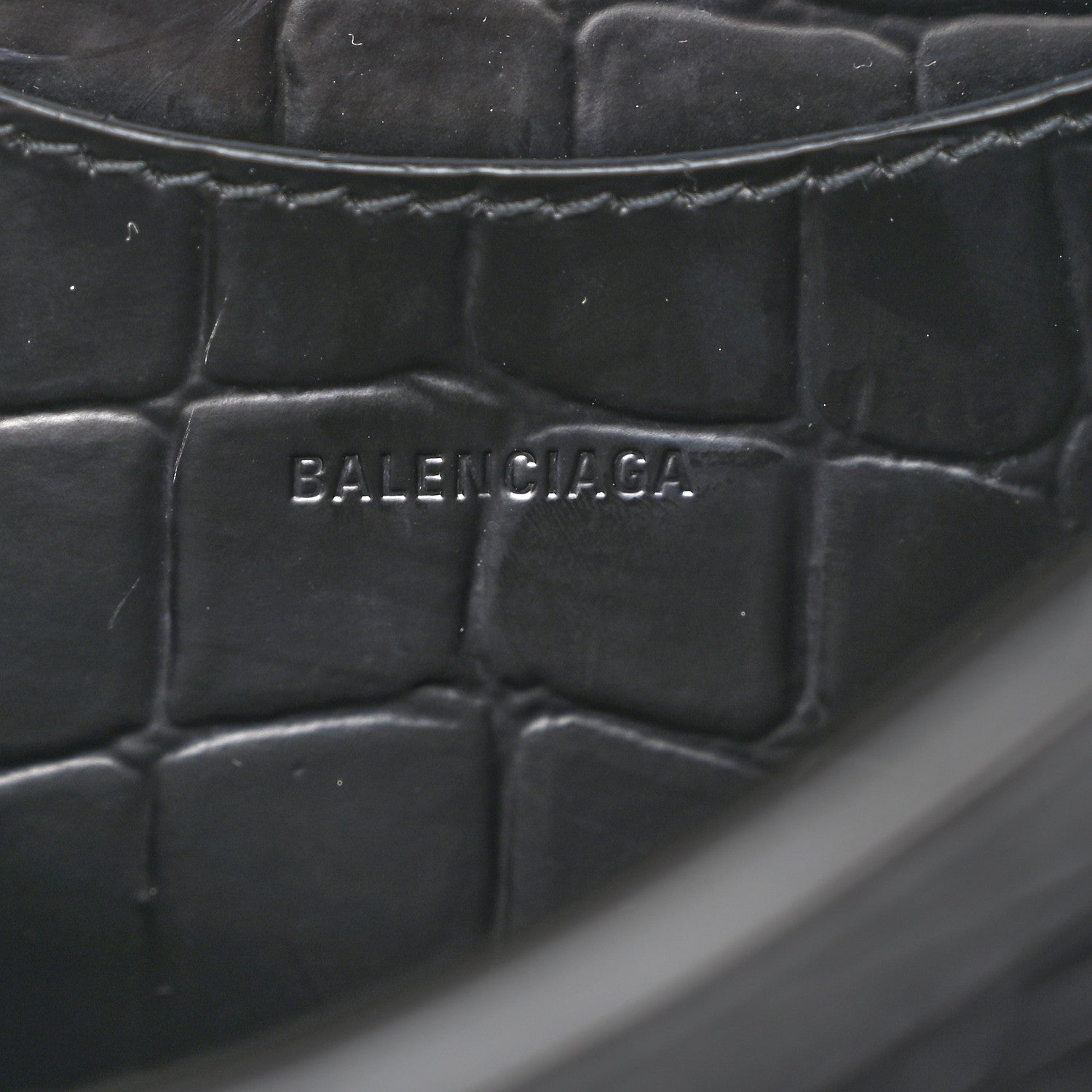 Balenciaga Semi Shiny Calfskin Crocodile Embossed Neo Classic Black Hardware Mini City Black 6 of 9