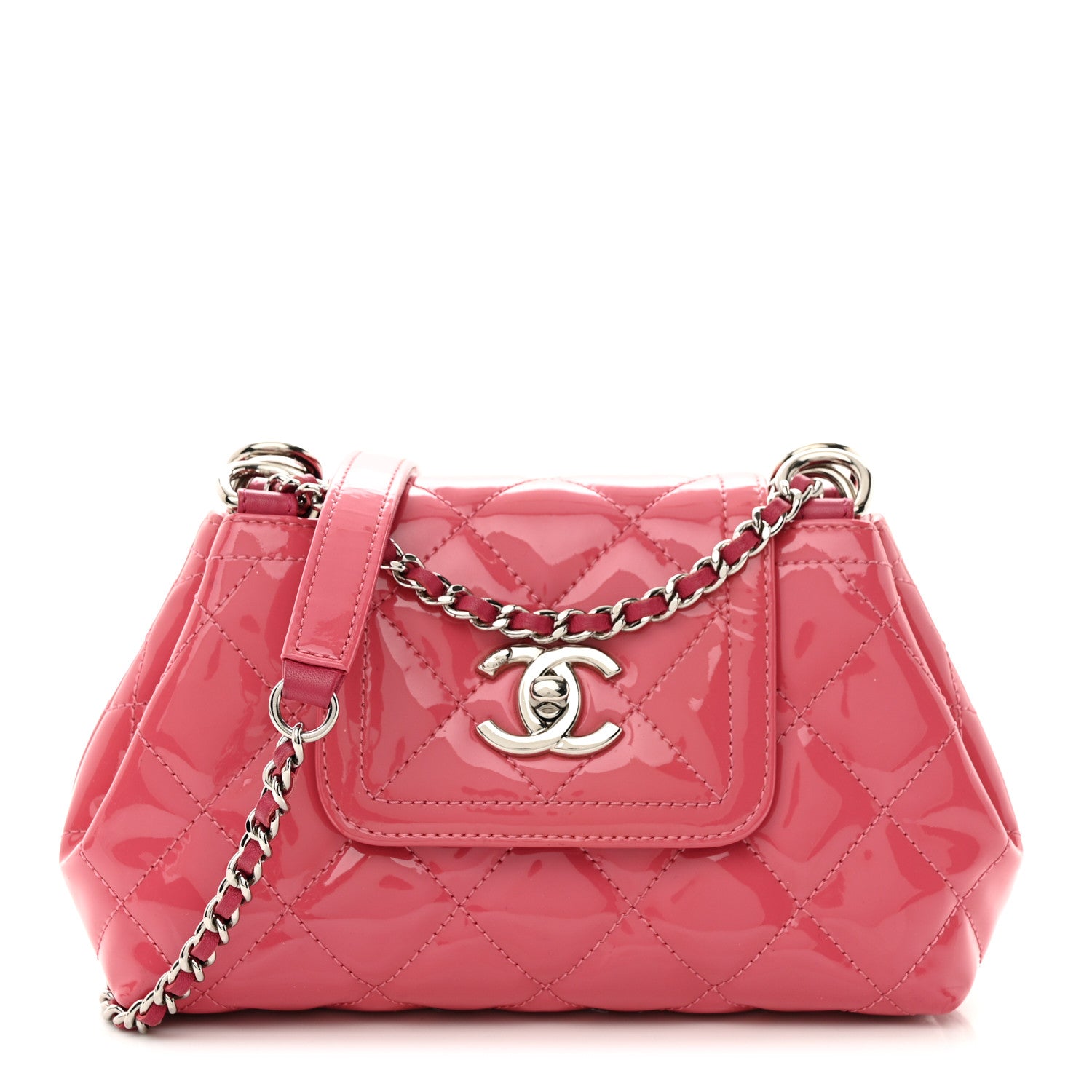 Chanel Patent Quilted Small Coco Shine Accordion Flap Pink 1 of 11