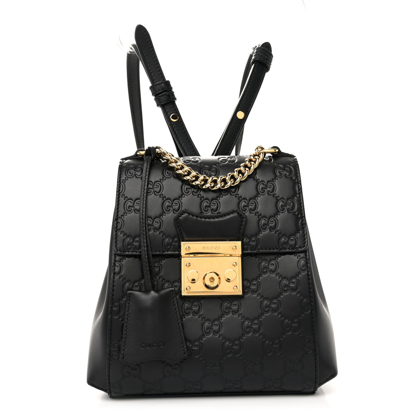 Guccissima Signature Padlock Backpack Black