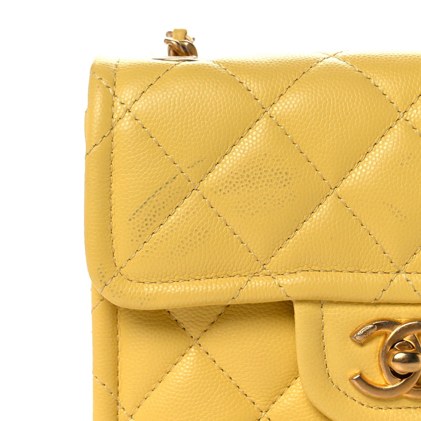 Caviar Quilted Mini Sweet Classic Flap Yellow