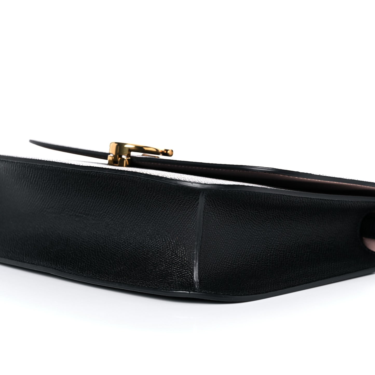 Hammered Calfskin Round Gancini Crossbody Bag Black
