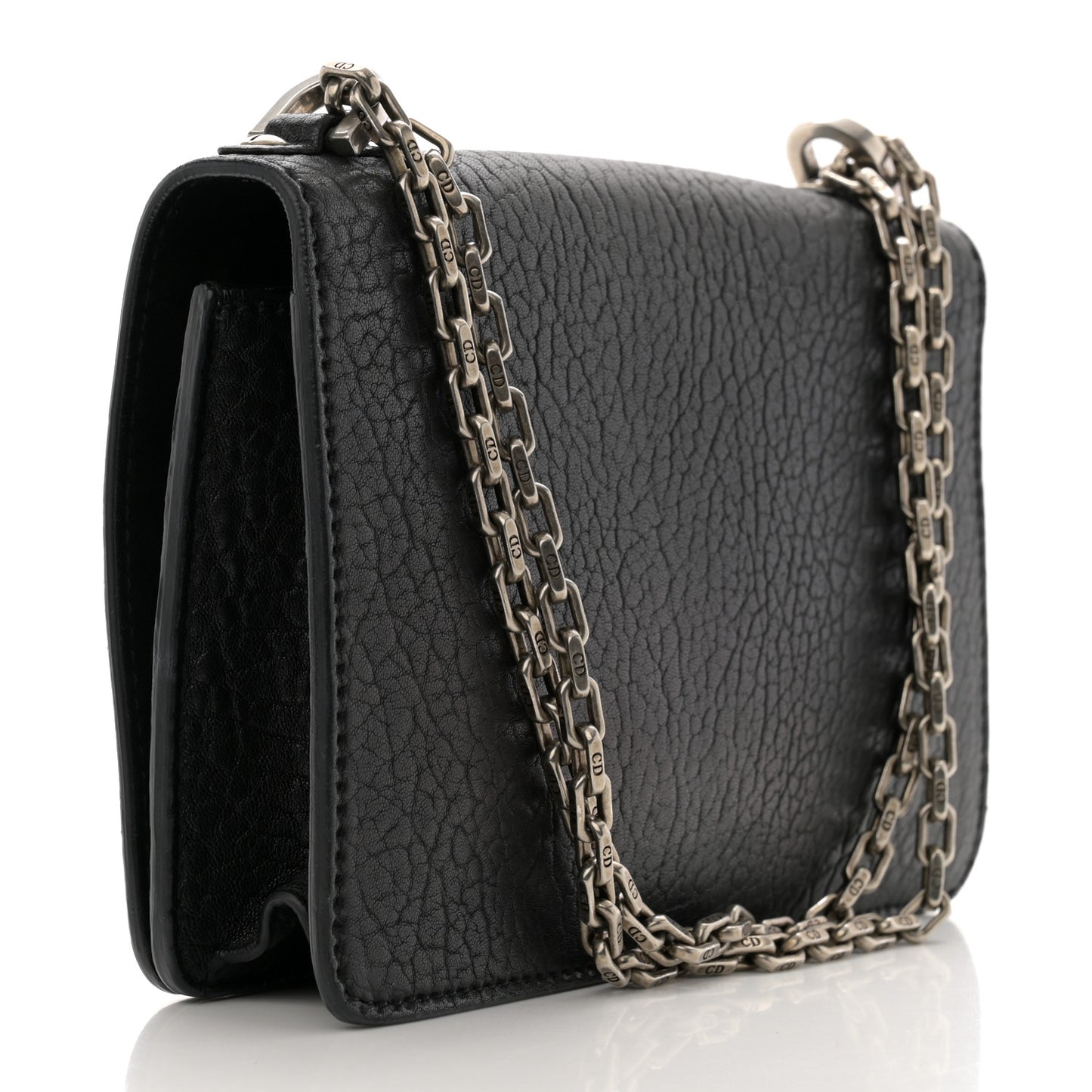 Canyon Grained Lambskin J'Adior Chain Flap Bag Black