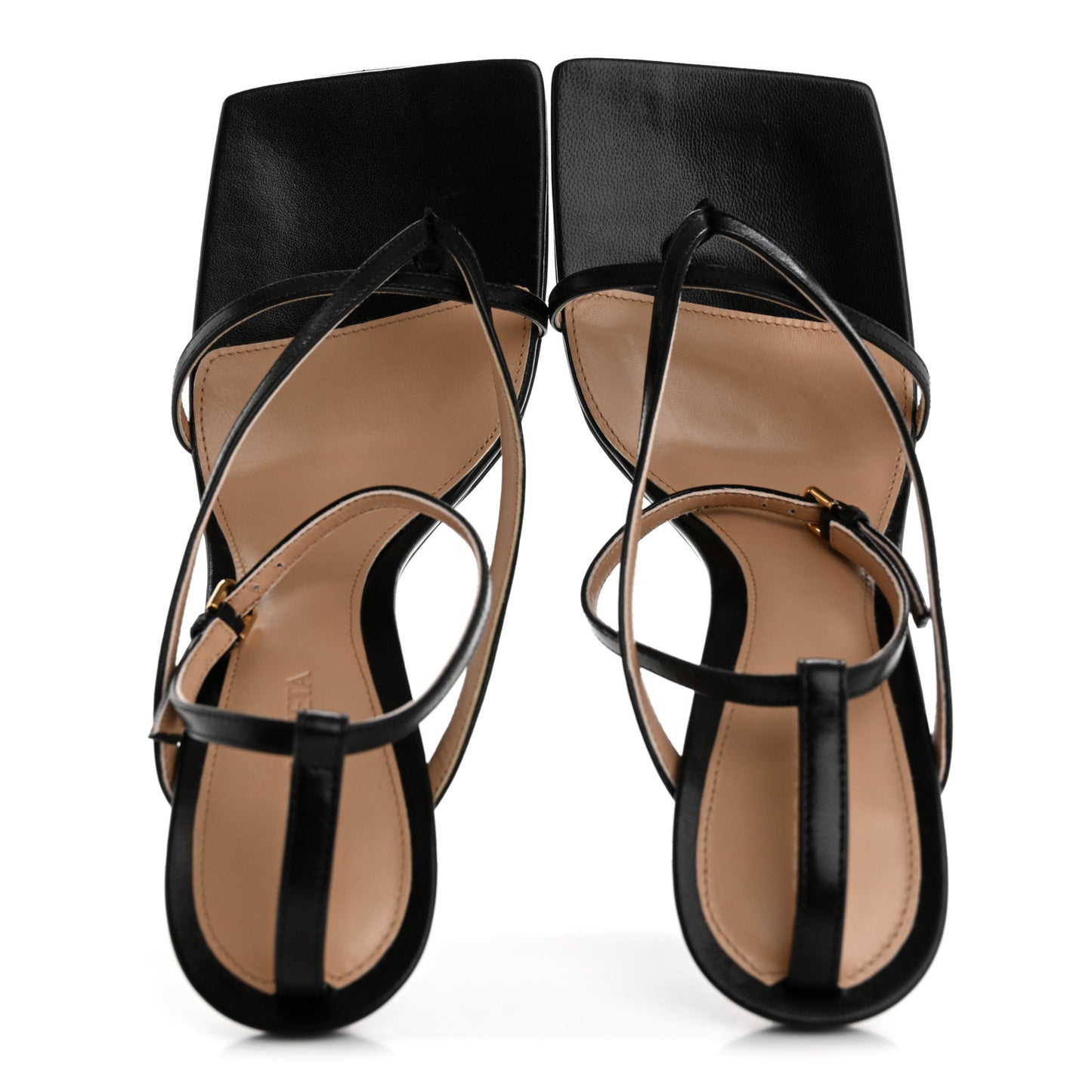 Lambskin Stretch Multi Strap 90mm Sandals 38.5 Black