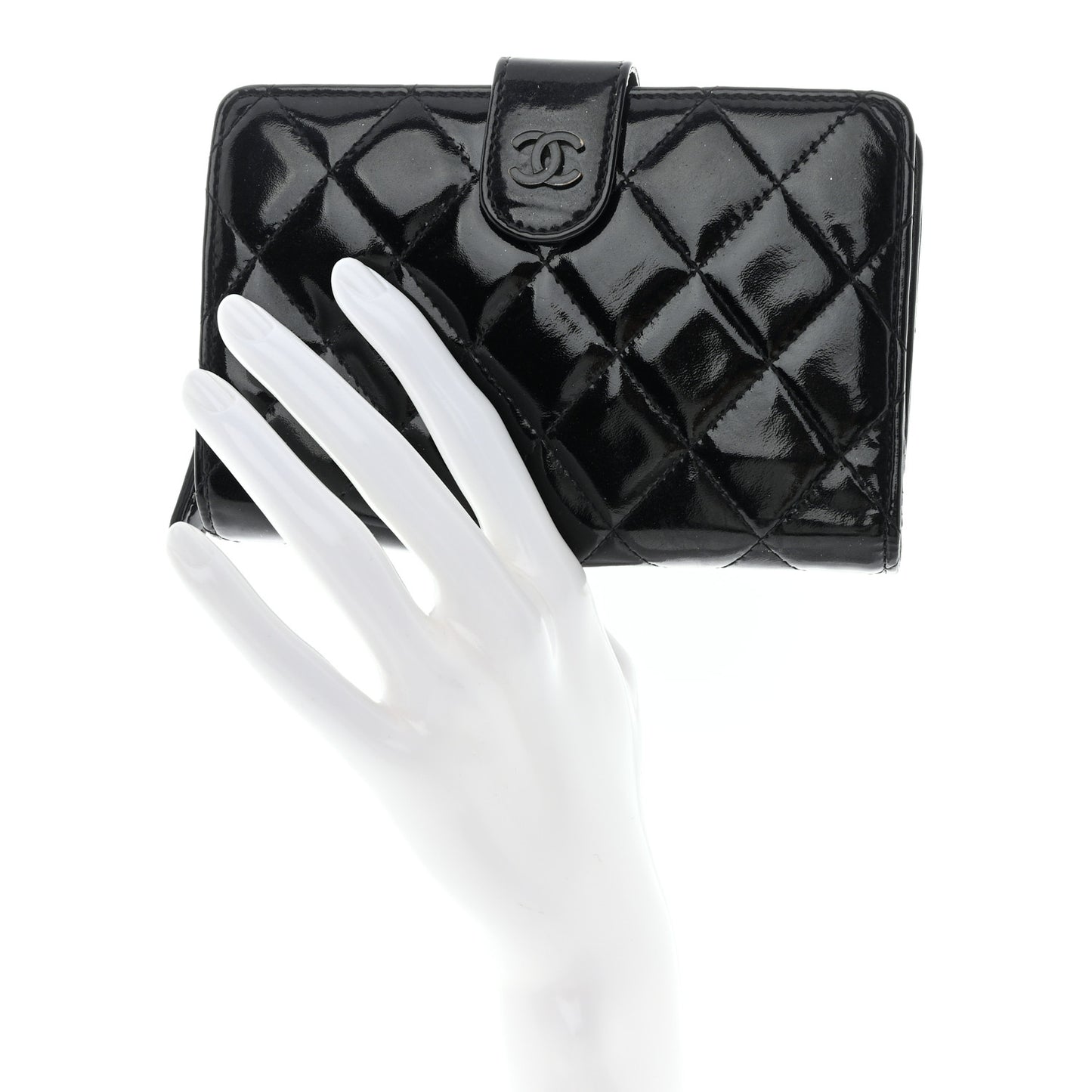 Patent CC French Wallet Black