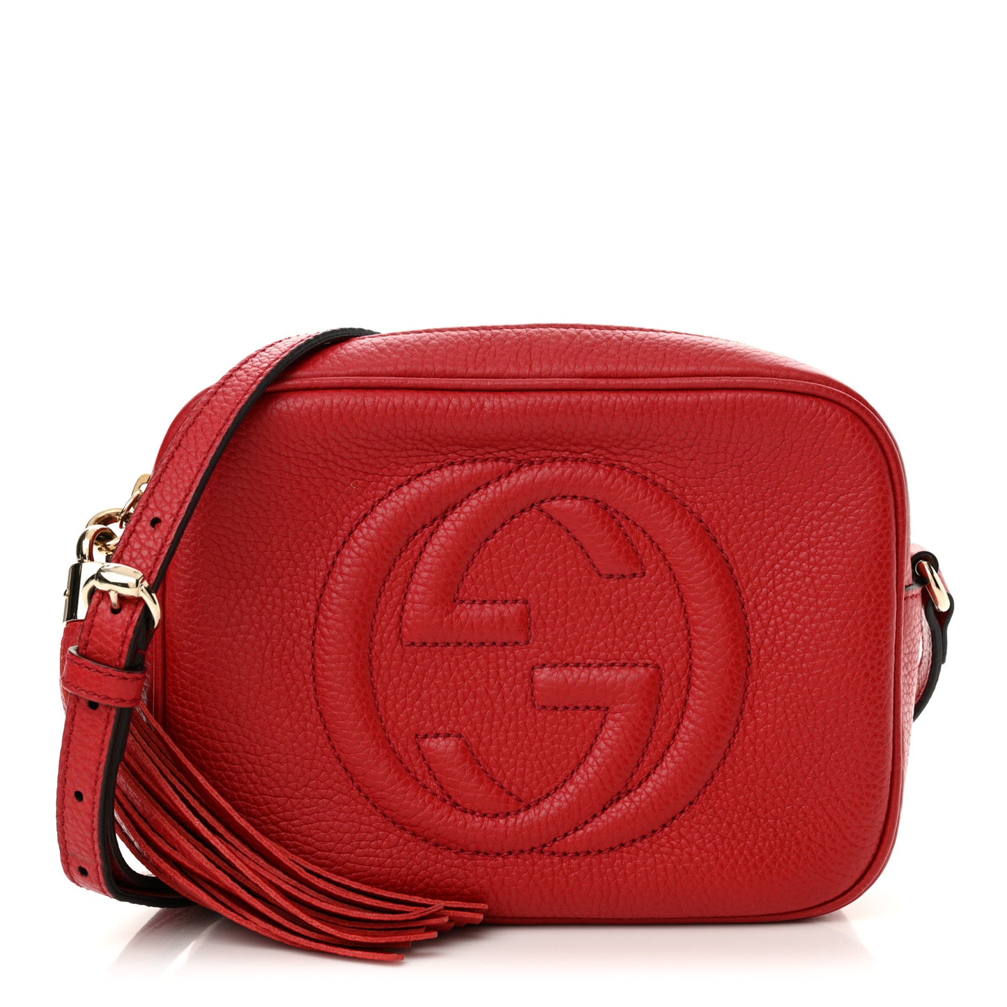 Pebbled Calfskin Small Soho Disco Bag Vibrant Red