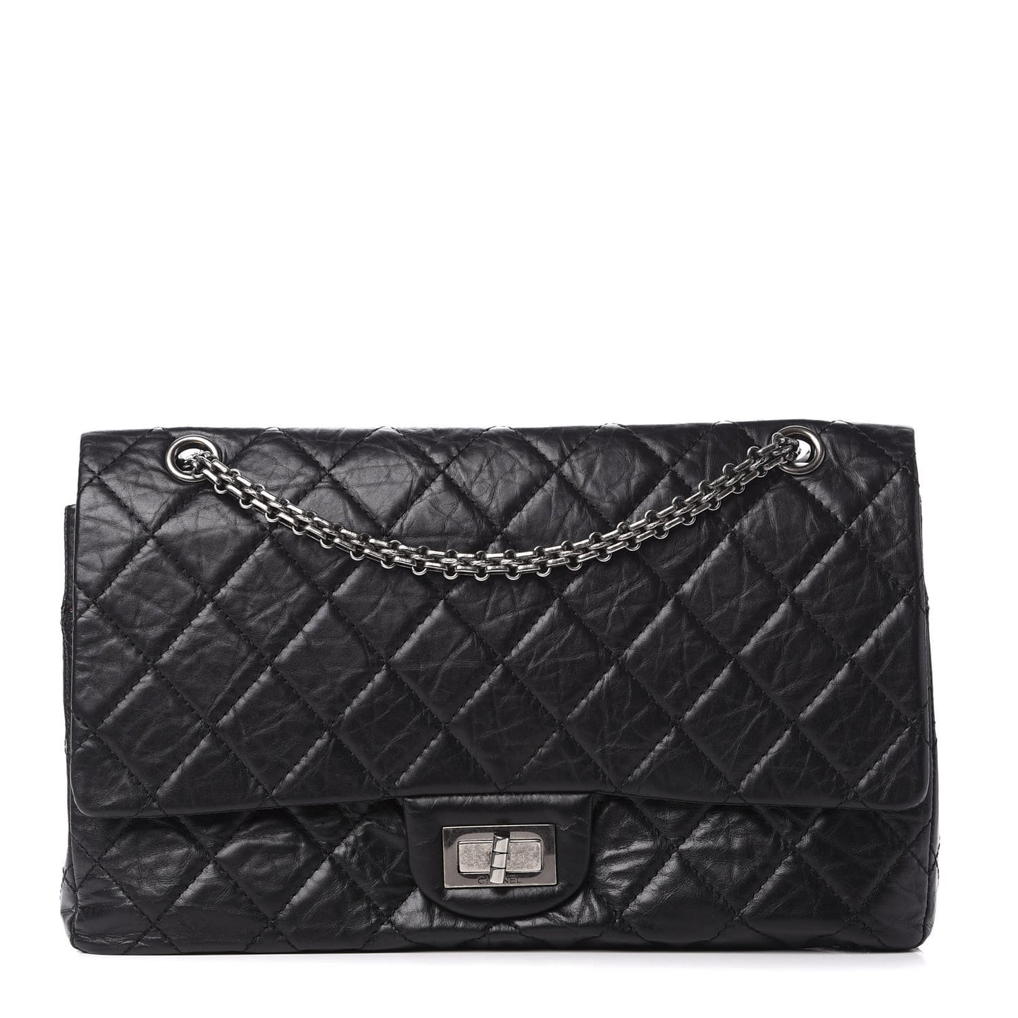 Aged Calfskin Quilted 2.55 Reissue 227 Flap Black