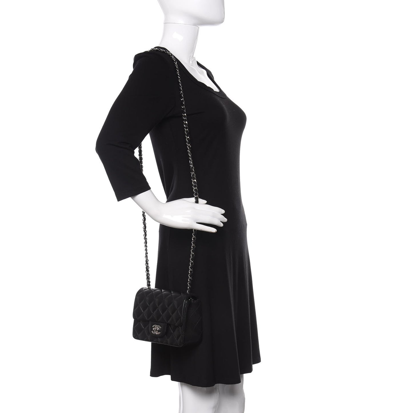 Lambskin Quilted Mini Square Flap Black