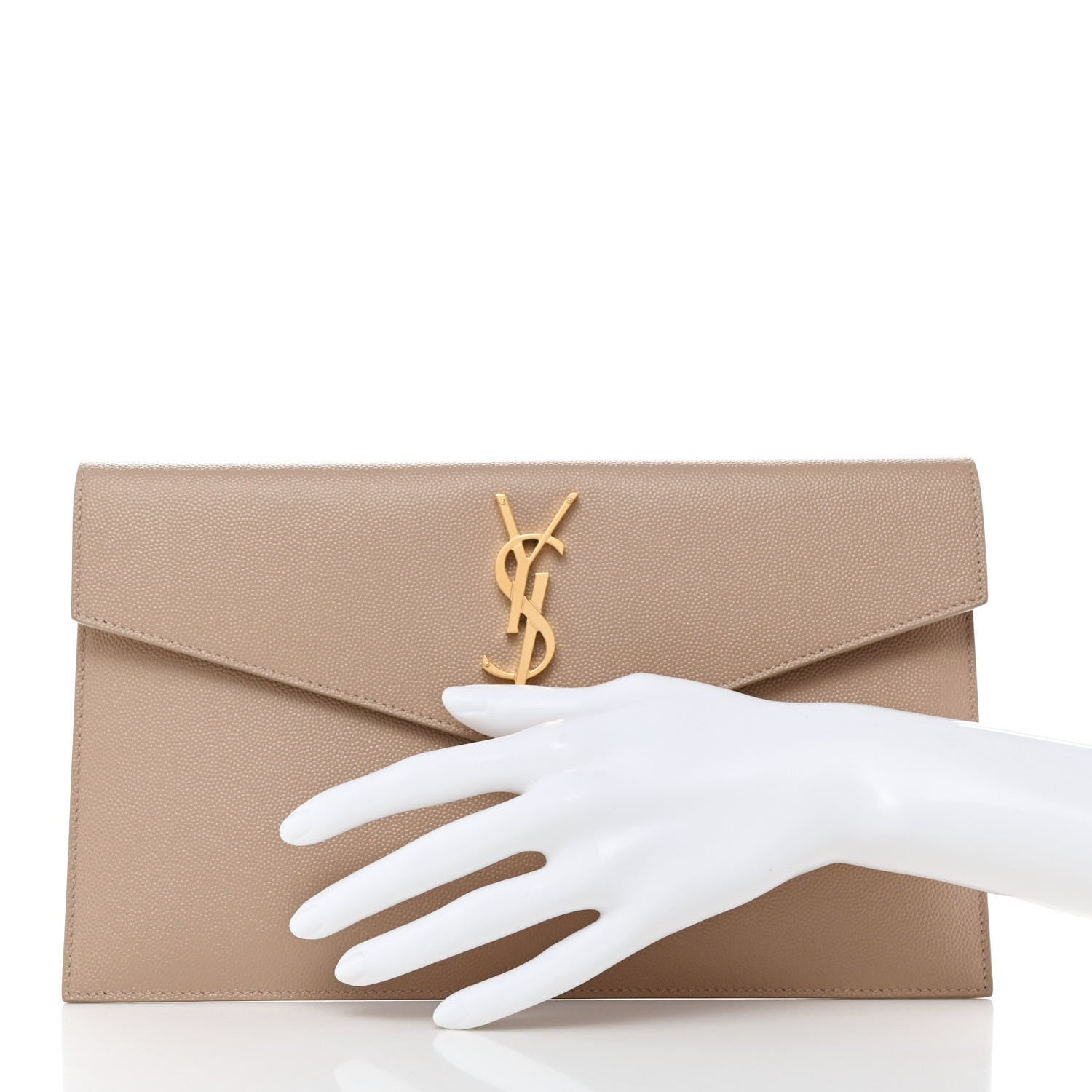 Saint Laurent Grain De Poudre Uptown Pouch Taupe 2 of 9