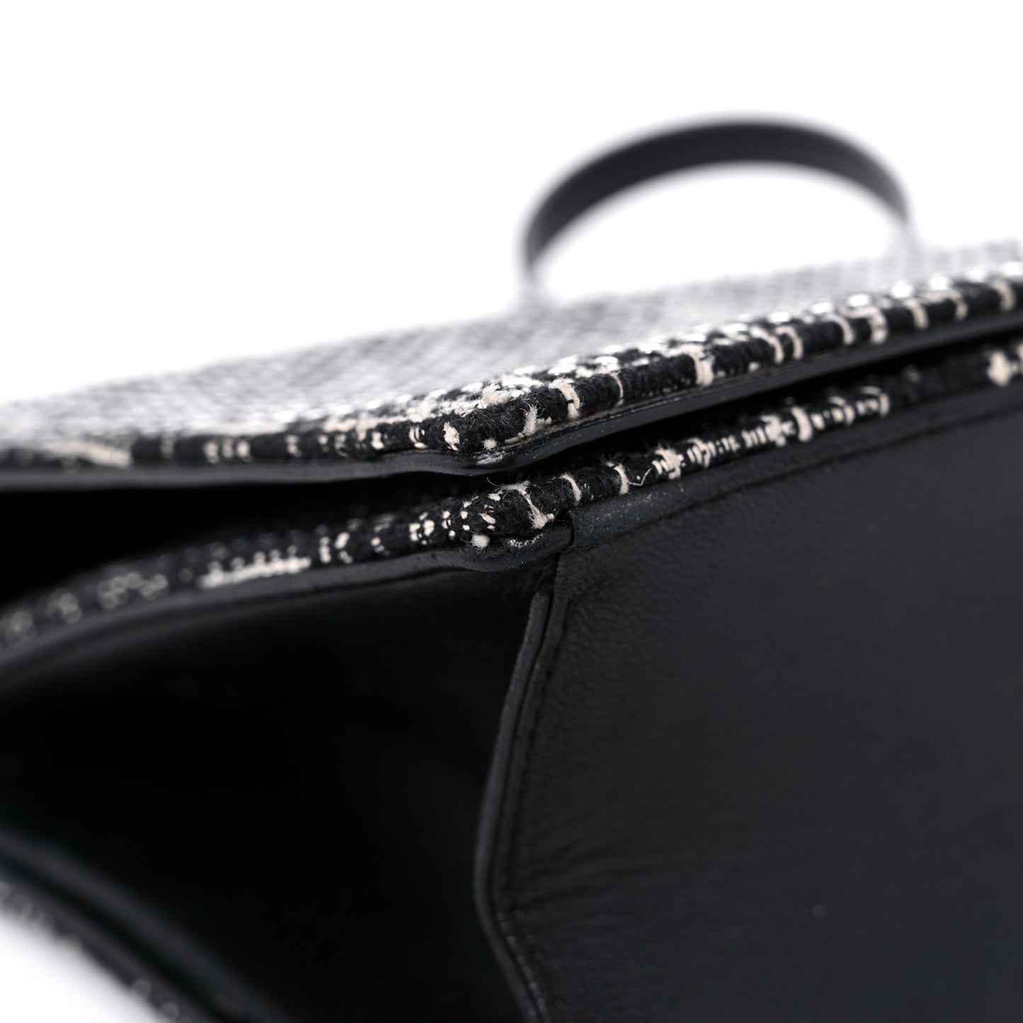 Tweed Embellished Diorama Flap Bag Black White