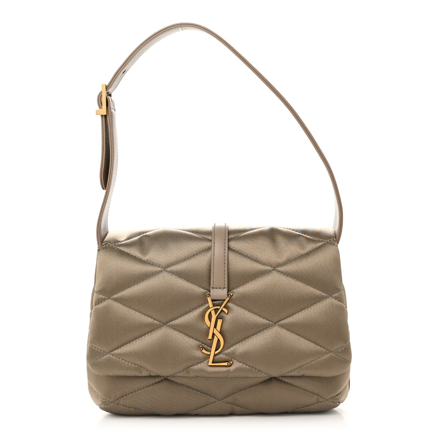Saint Laurent Satin Quilted Le 57 Diamond Shoulder Bag Mouse 1 of 11
