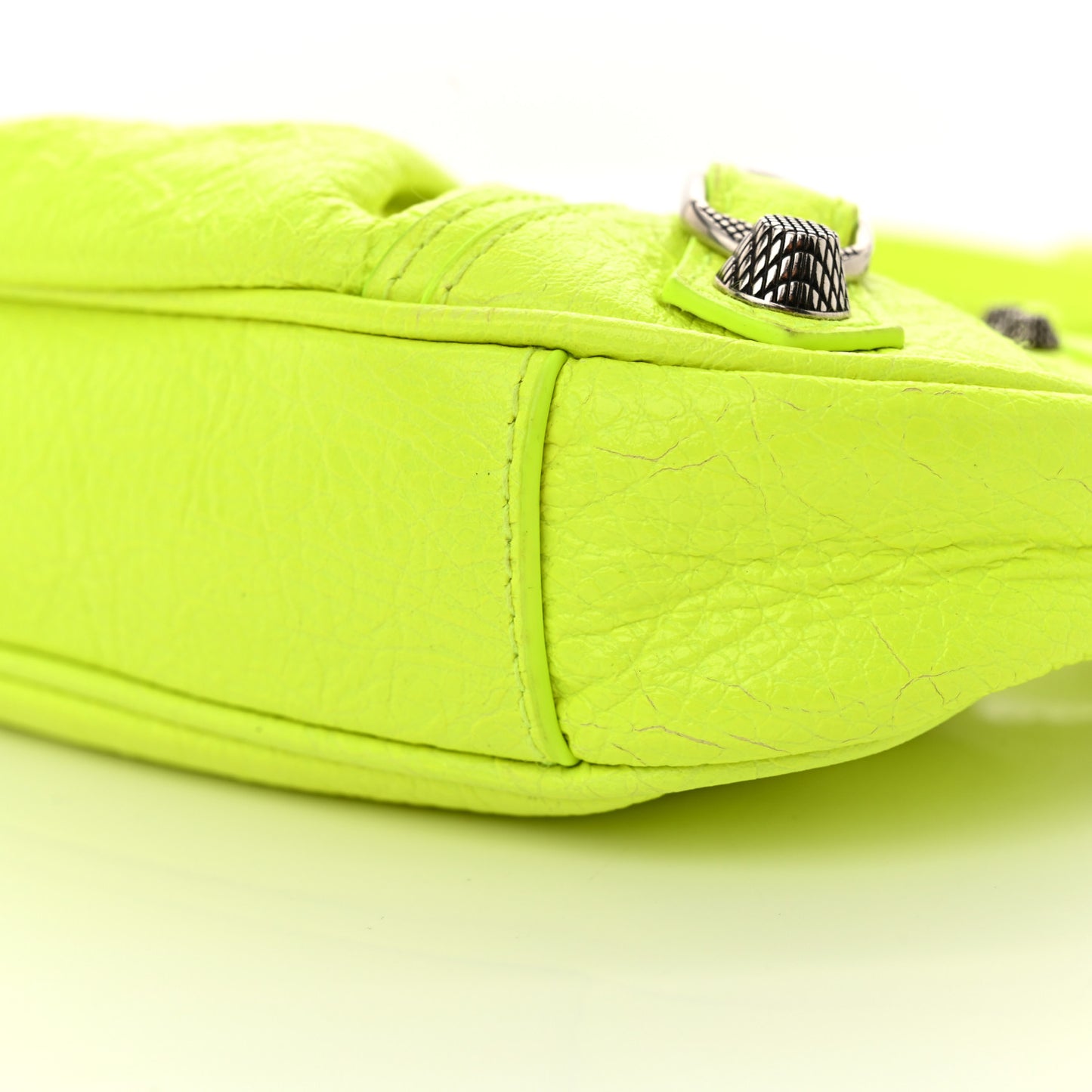 Agneau Arena Le Cagole Chain Shoulder Bag XS Fluo Yellow
