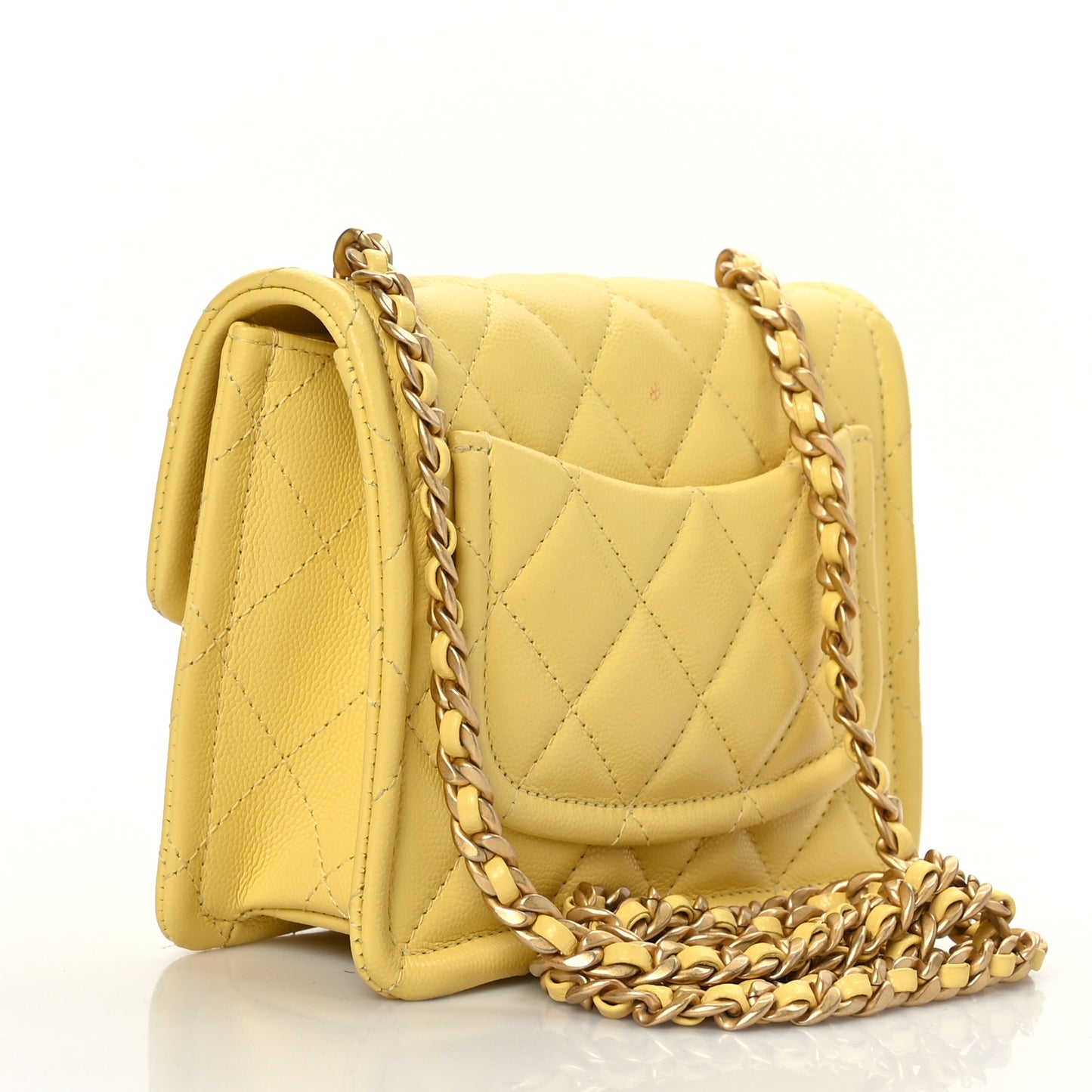 Caviar Quilted Mini Sweet Classic Flap Yellow