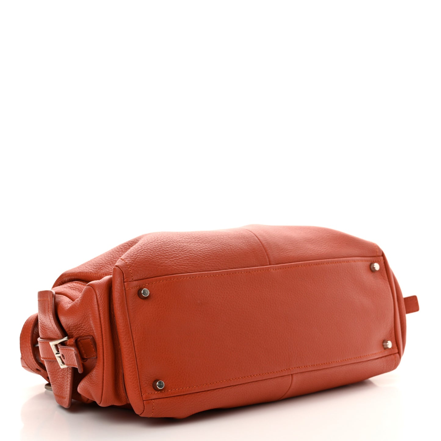 Vitello Daino Buckle Shoulder Bag Mandarin