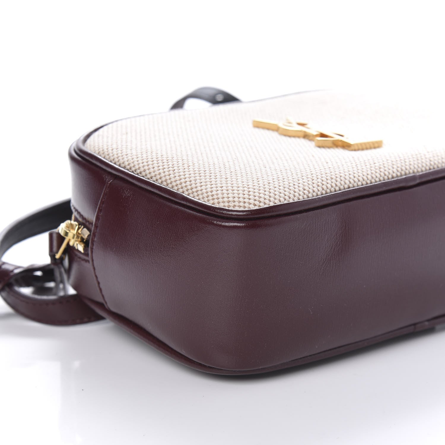Saint Laurent Calfskin Canvas Monogram Lou Belt Bag Natural Dark Legion Red 6 of 9