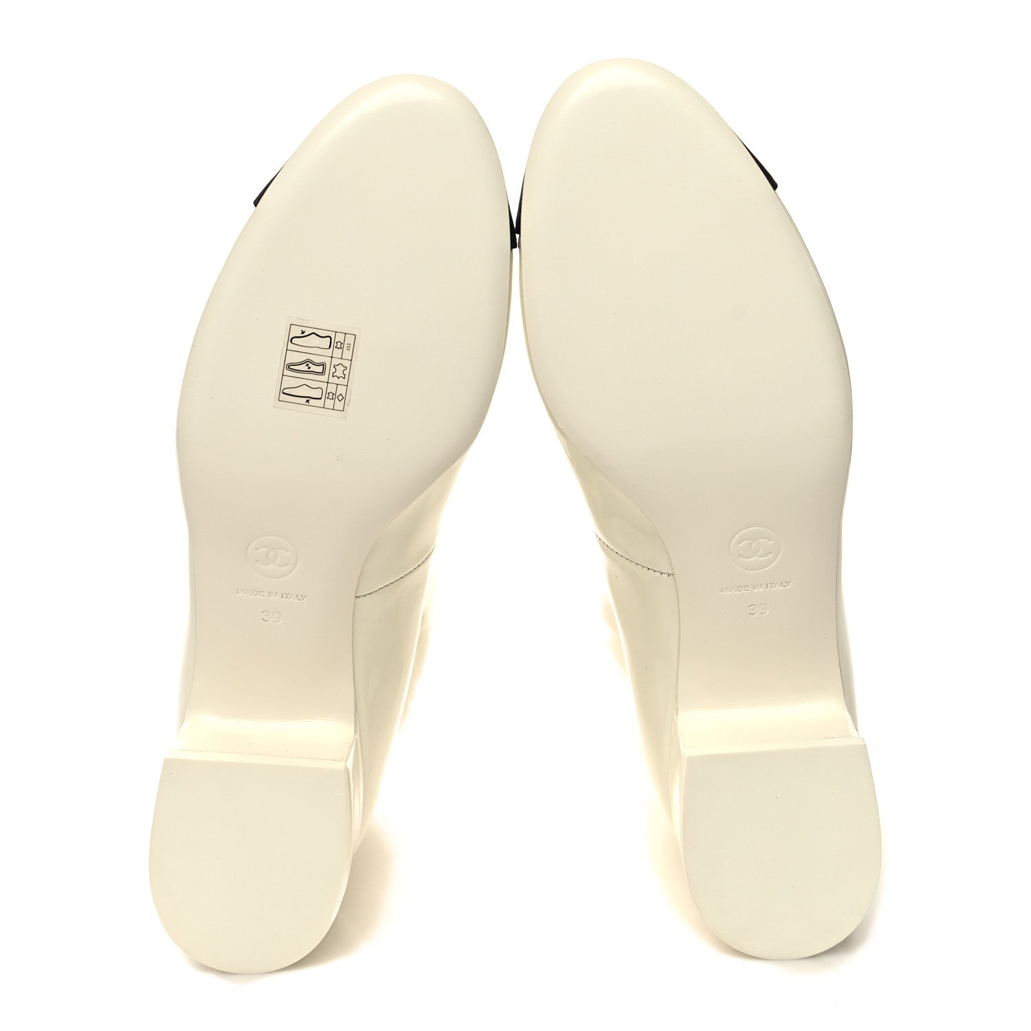 Chanel Patent Shearling Lambskin Grosgrain Cap Toe Mary Jane Low Heel Pumps 39 White Black 5 of 9