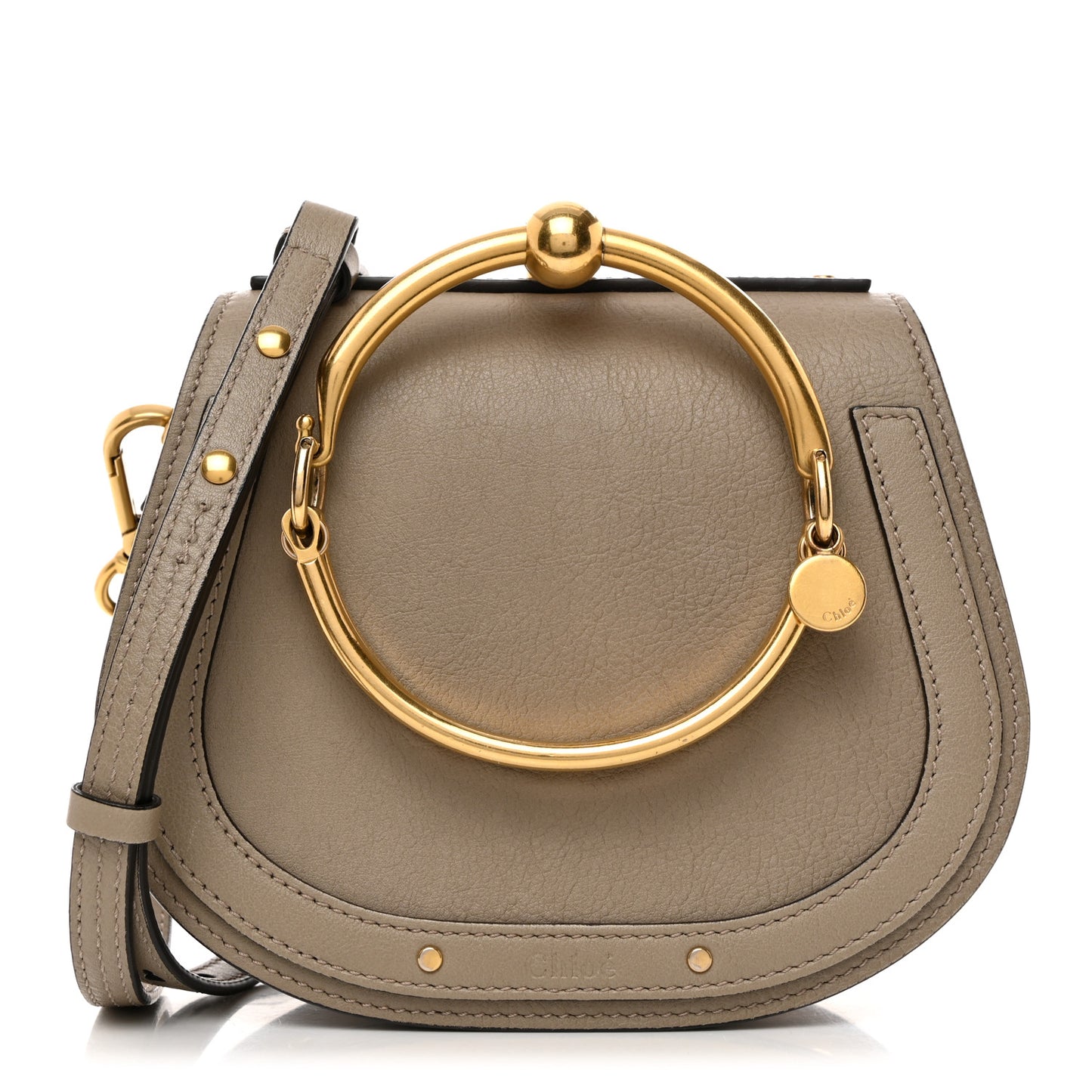 Calfskin Suede Small Nile Bracelet Bag Motty Grey